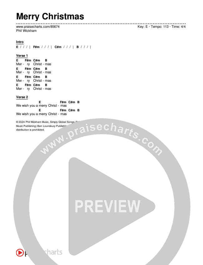 Merry Christmas Chords & Lyrics (Phil Wickham)