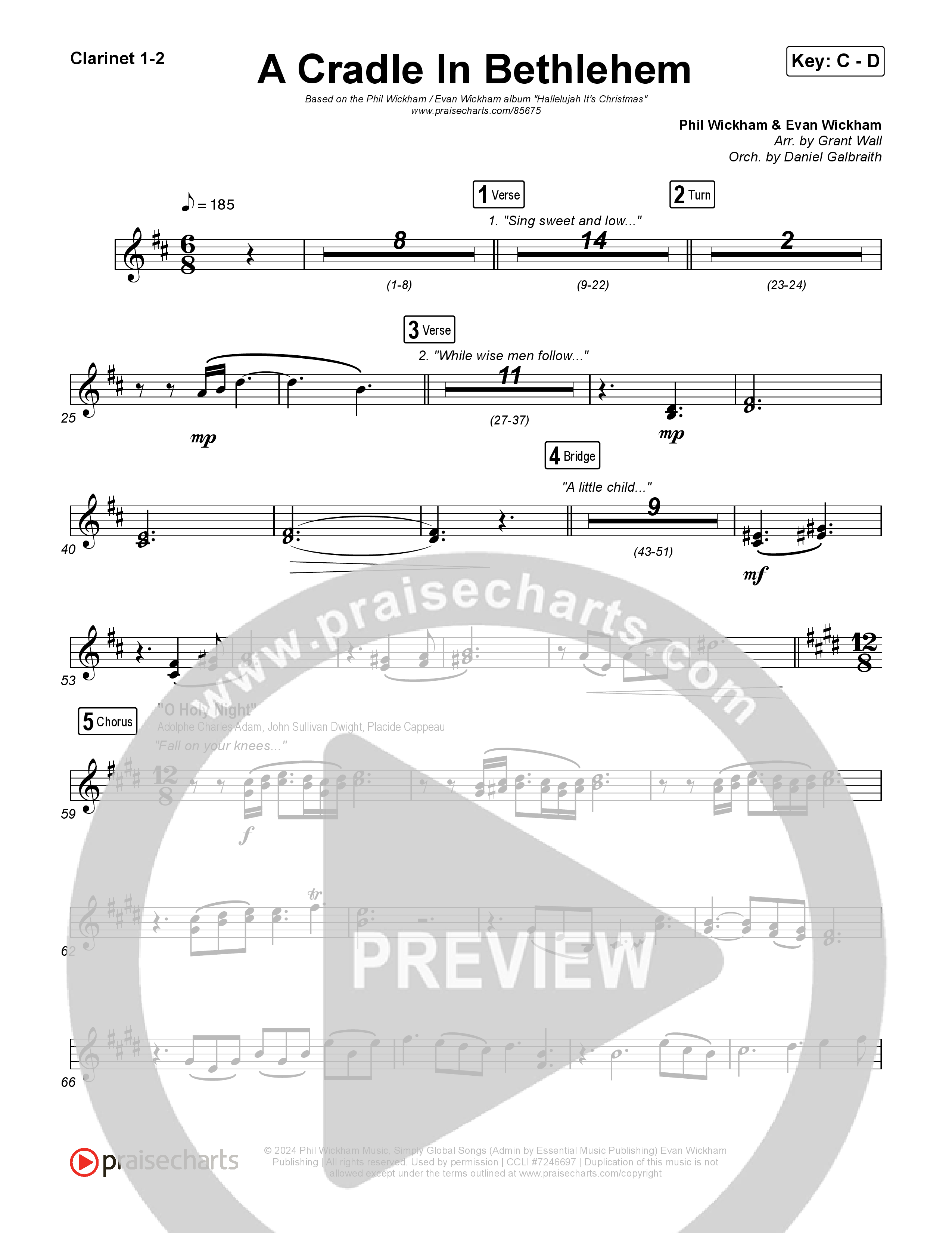 A Cradle In Bethlehem Clarinet 1/2 (Phil Wickham / Evan Wickham)
