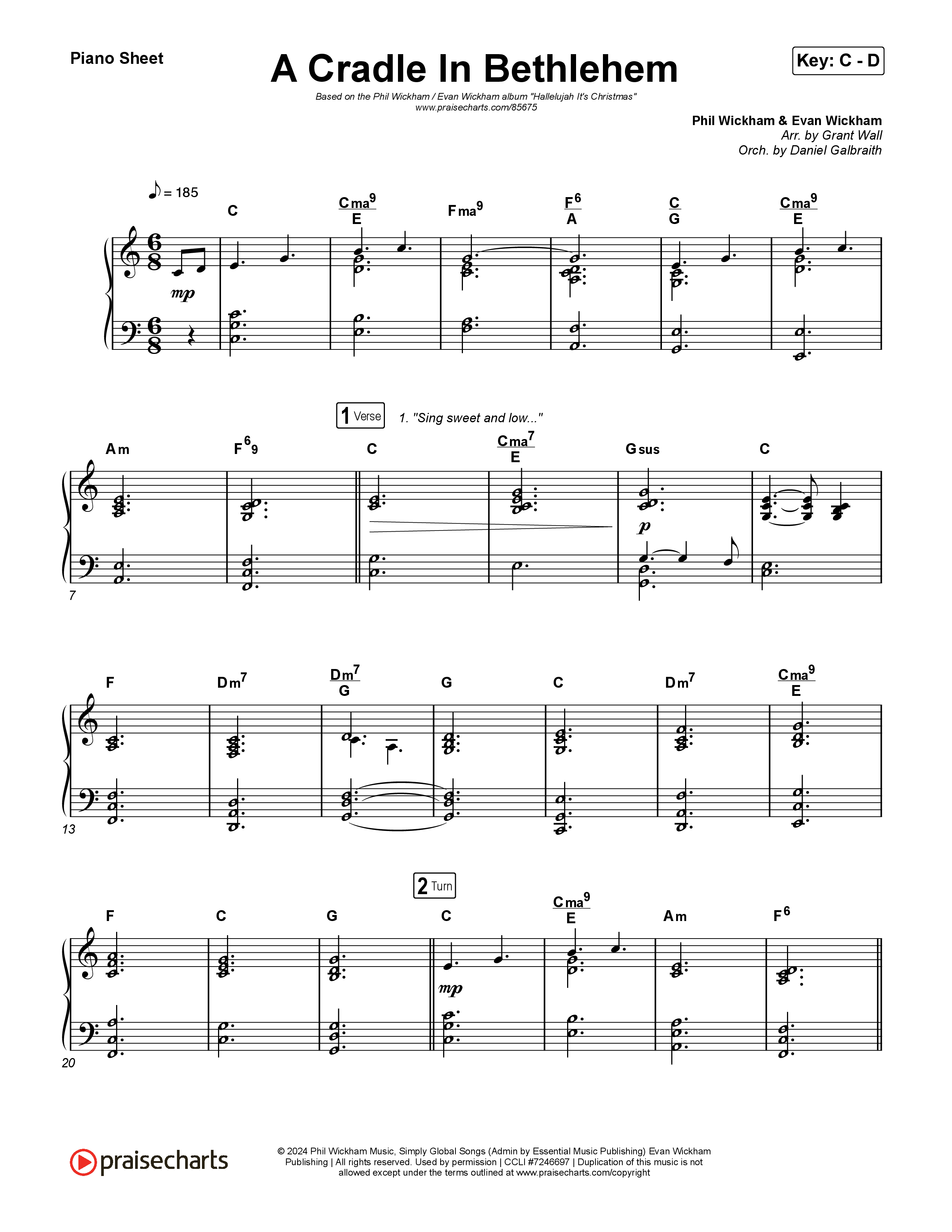 A Cradle In Bethlehem Piano Sheet (Phil Wickham / Evan Wickham)