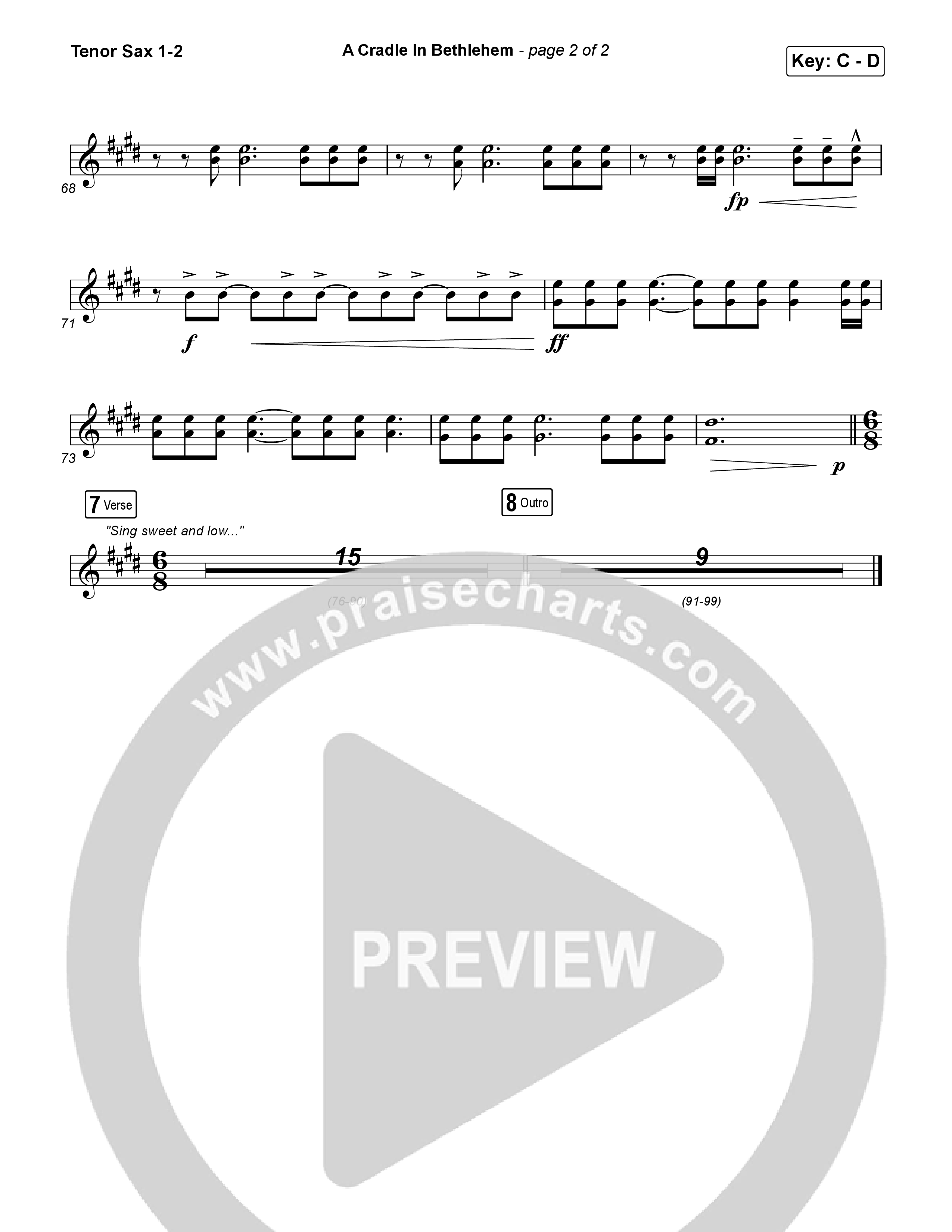 A Cradle In Bethlehem Tenor Sax 1,2 (Phil Wickham / Evan Wickham)
