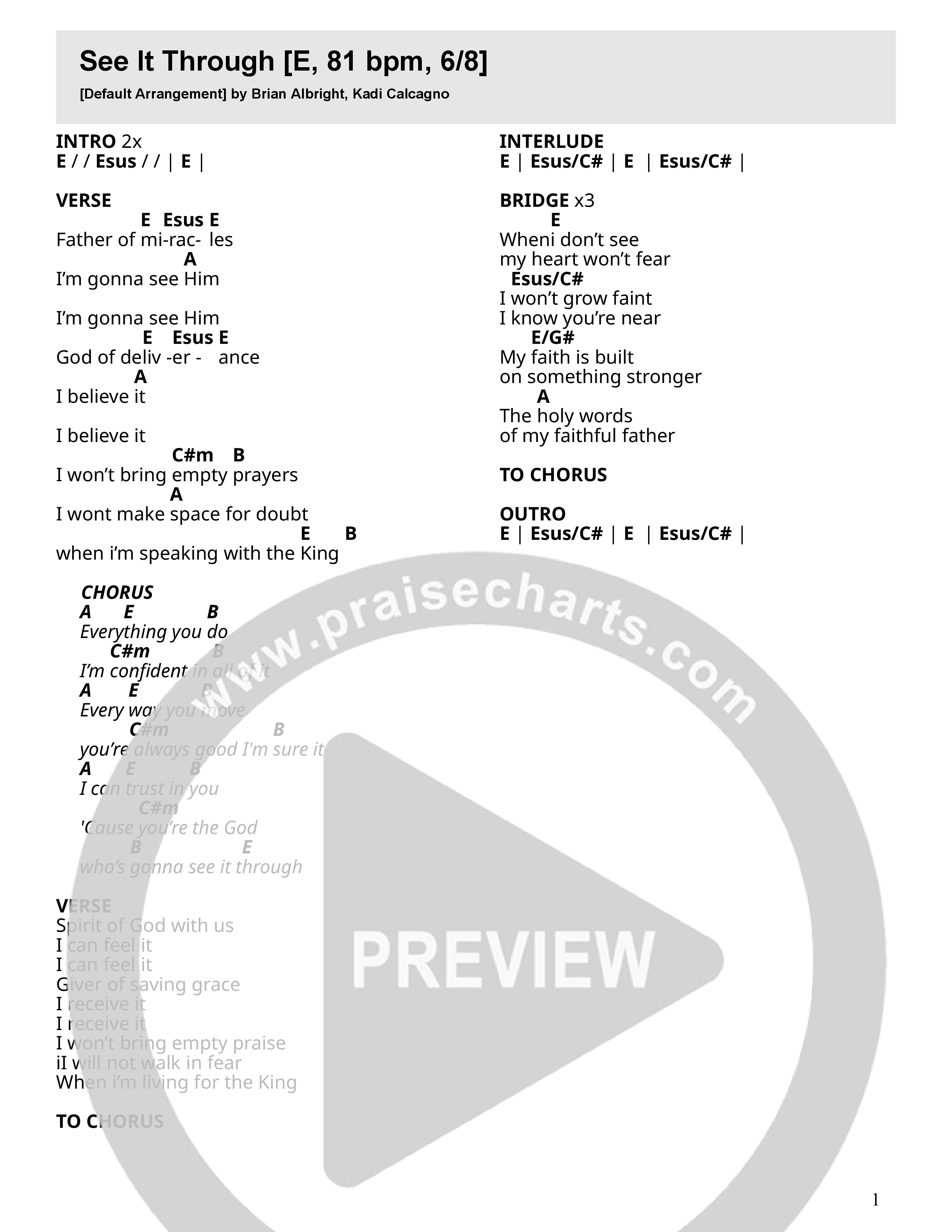 See It Through Chord Chart (Salt)