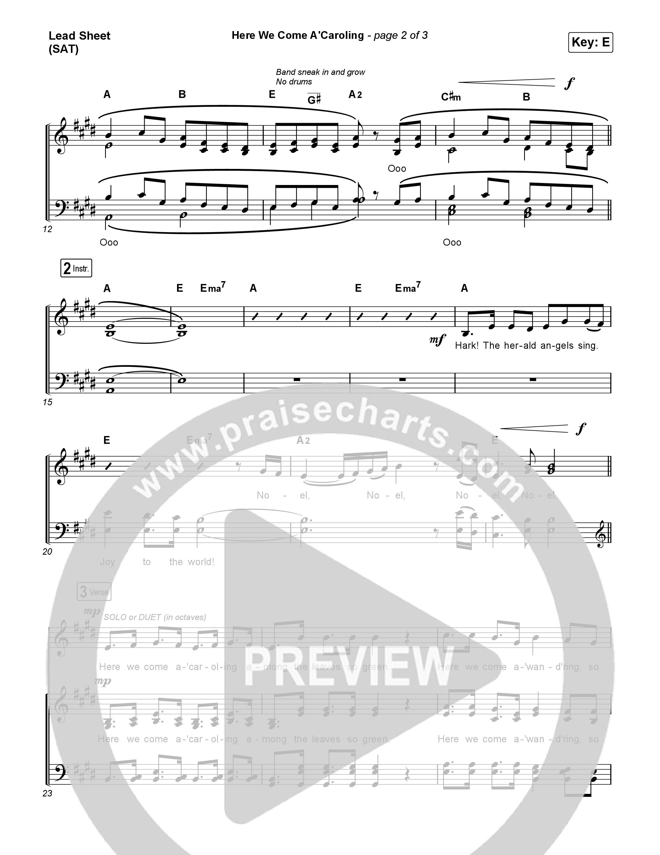 Here We Come A'Caroling Lead Sheet (SAT) (Phil Wickham)