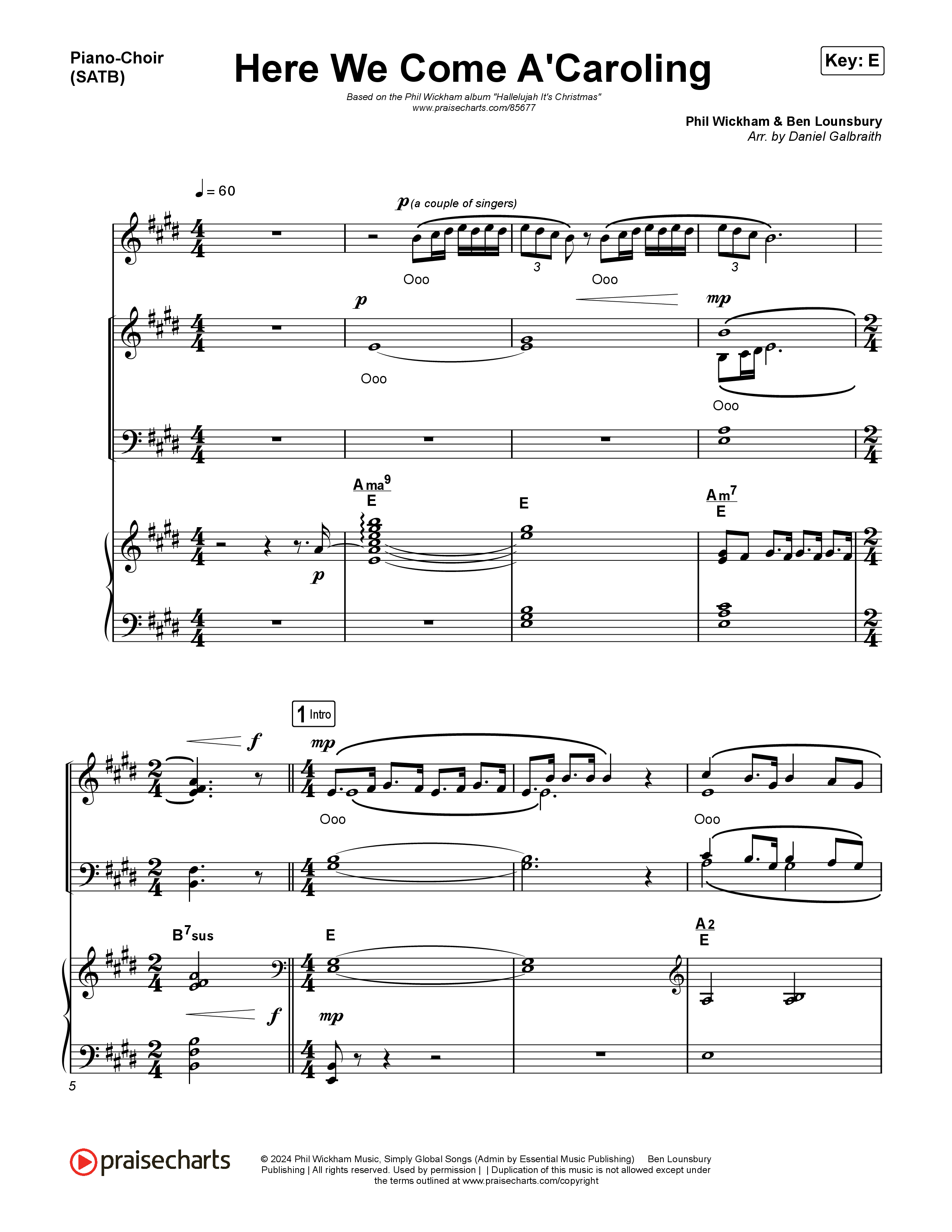 Here We Come A'Caroling Piano/Vocal Pack (Phil Wickham)