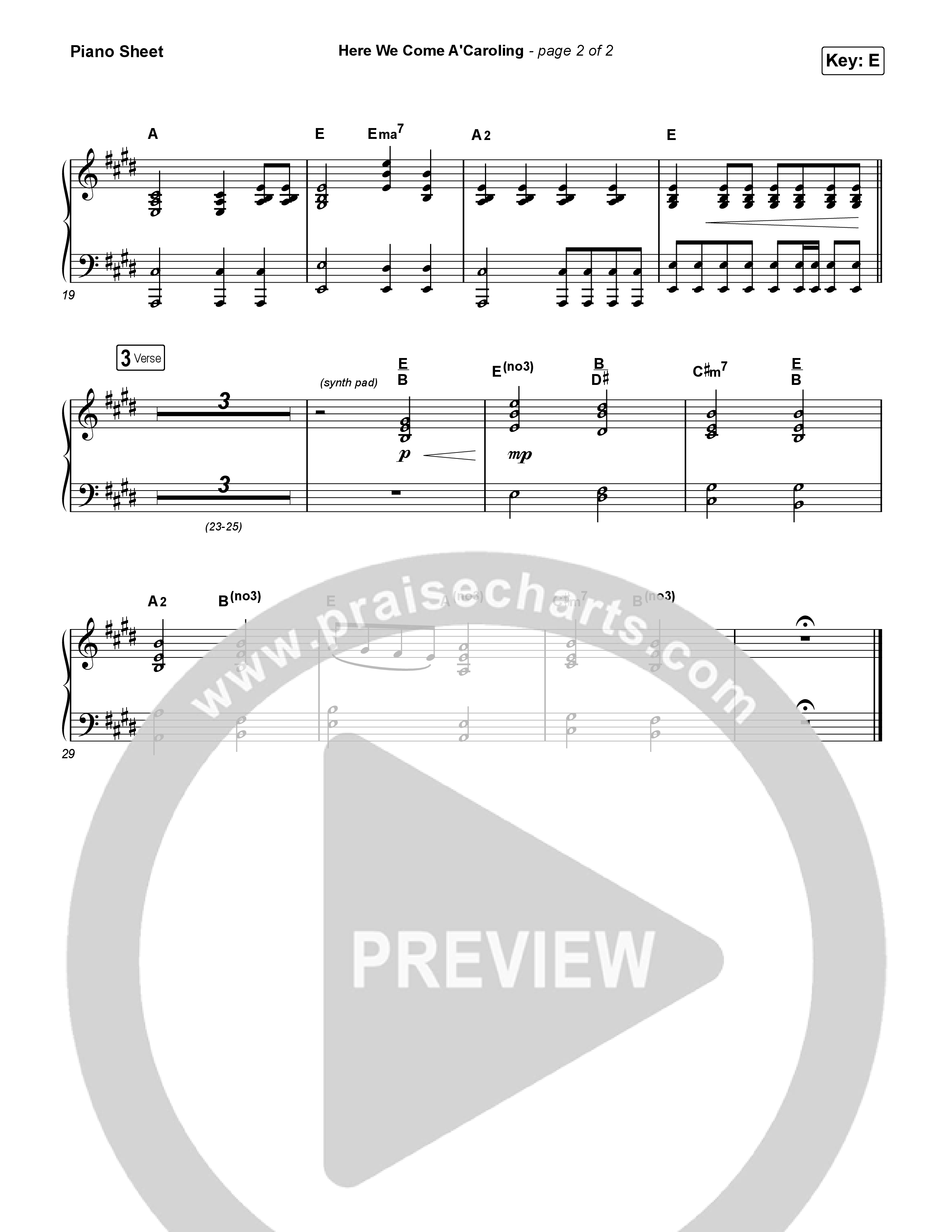 Here We Come A'Caroling Piano Sheet (Phil Wickham)