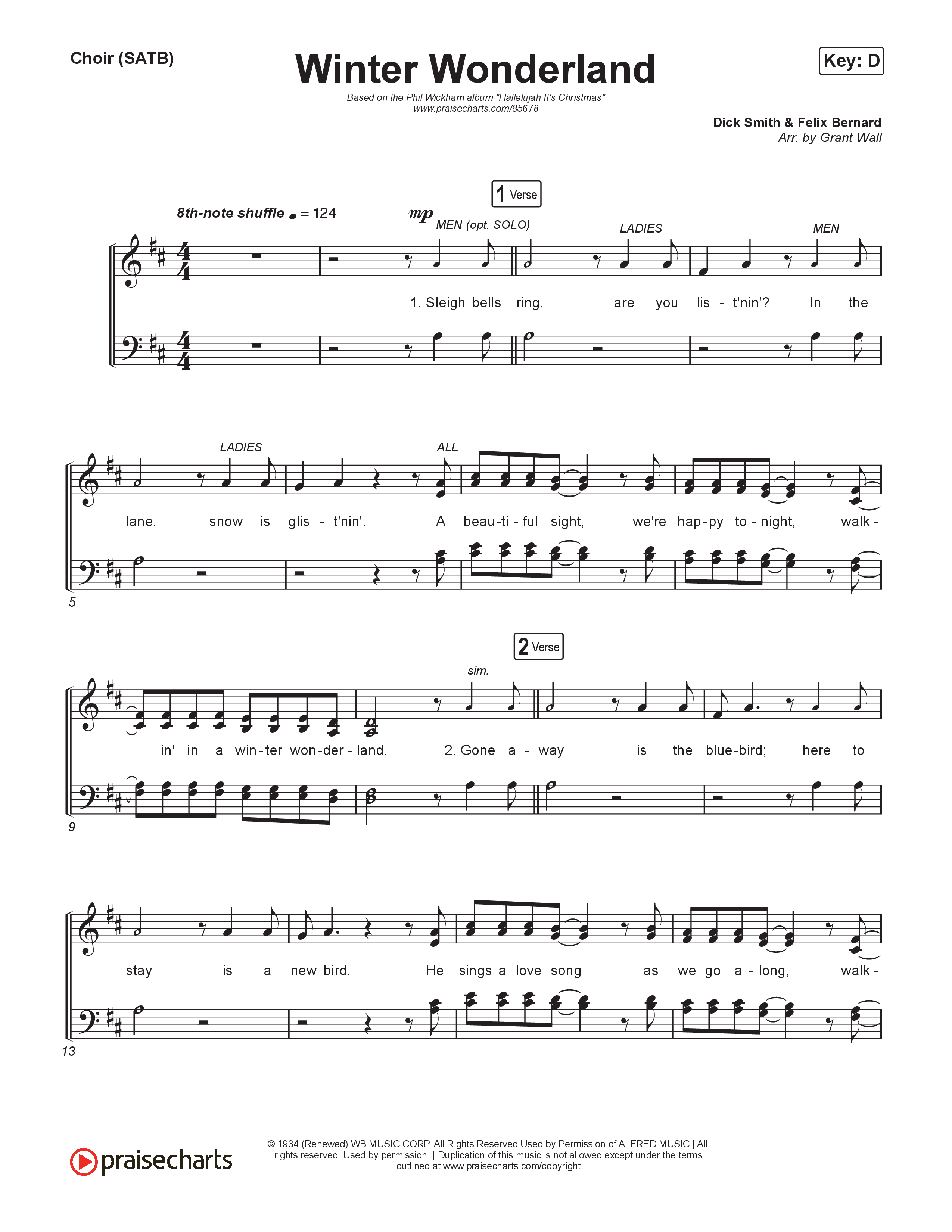 Winter Wonderland  Vocal Sheet (SATB) (Phil Wickham / The Wickham Sisters)