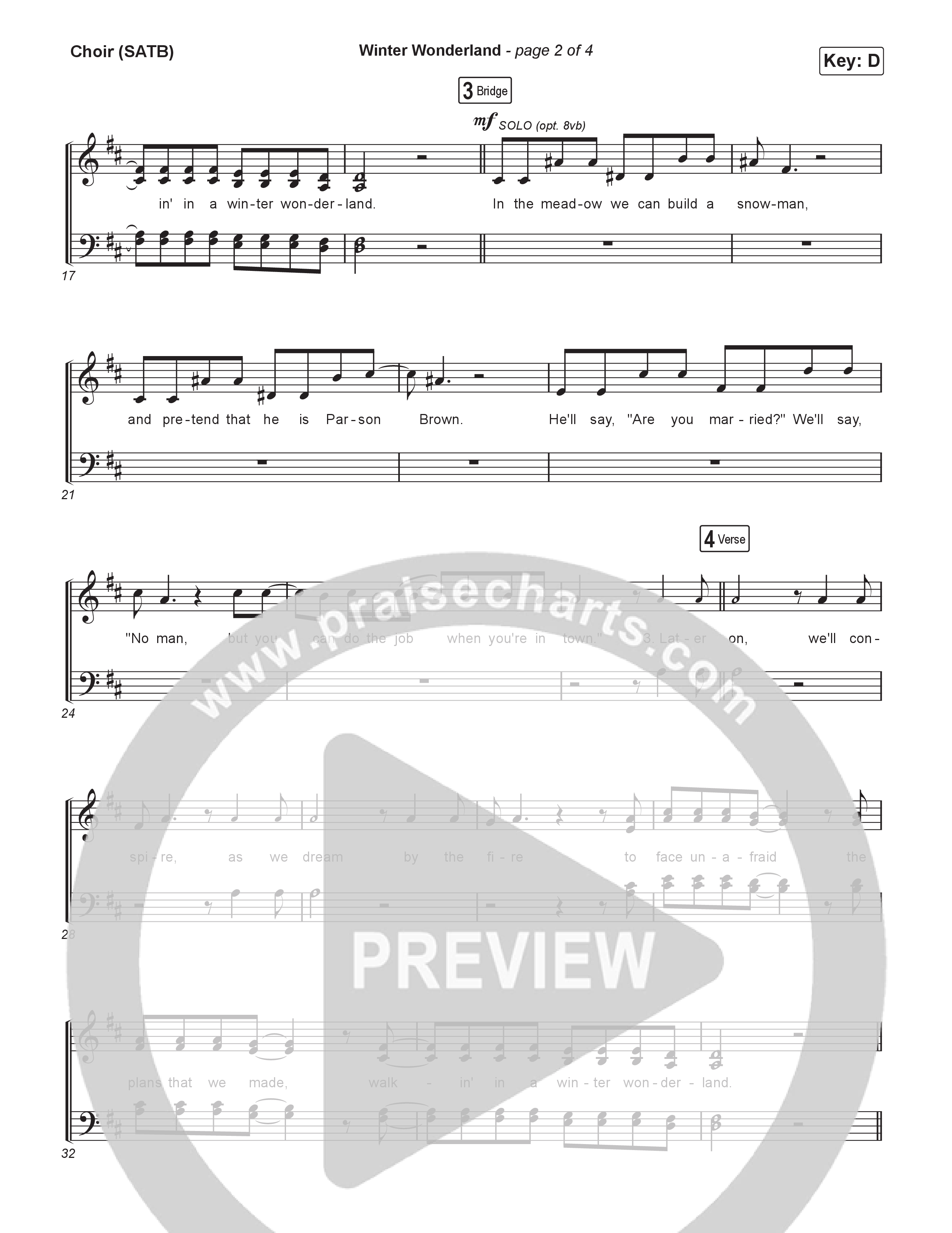 Winter Wonderland  Vocal Sheet (SATB) (Phil Wickham / The Wickham Sisters)