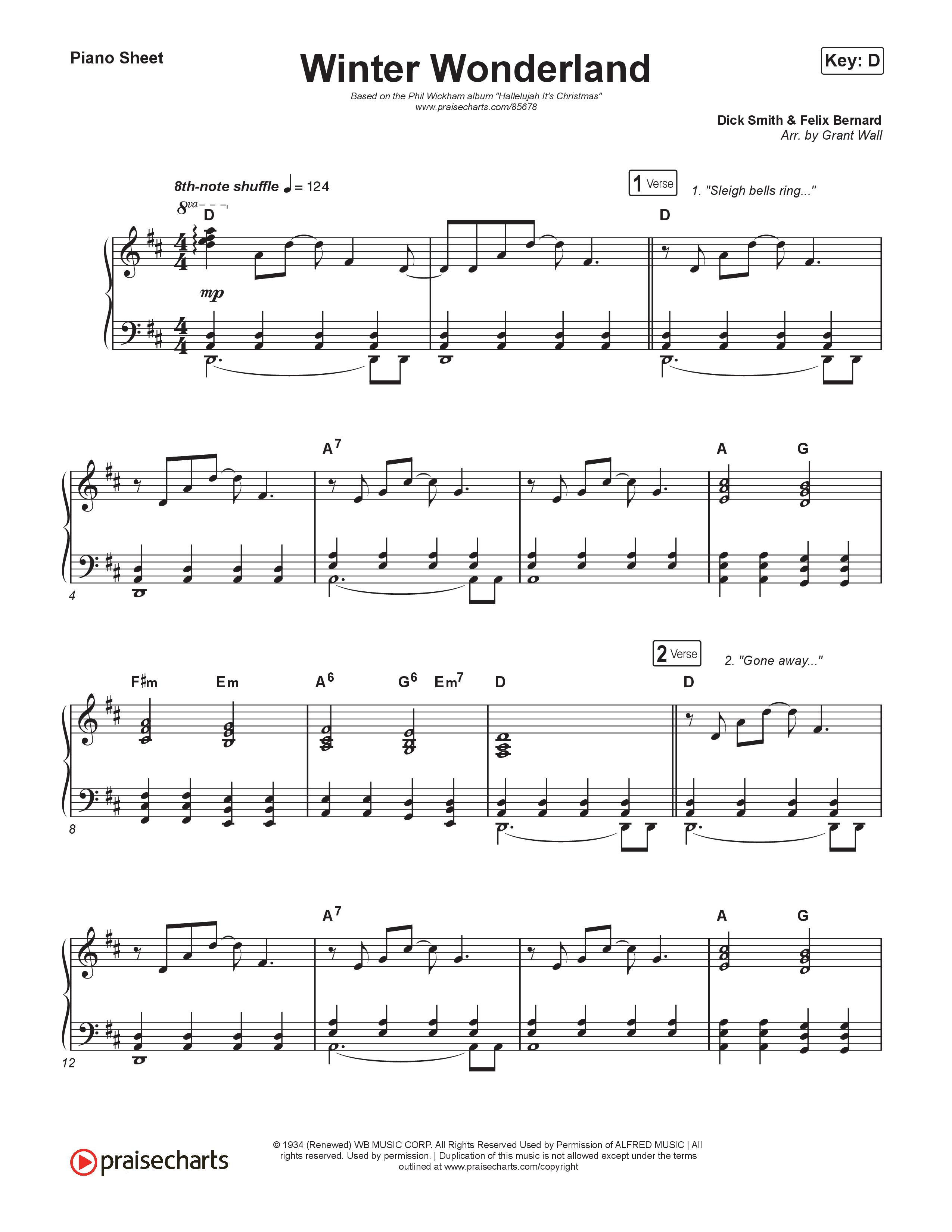 Winter Wonderland  Piano Sheet (Phil Wickham / The Wickham Sisters)