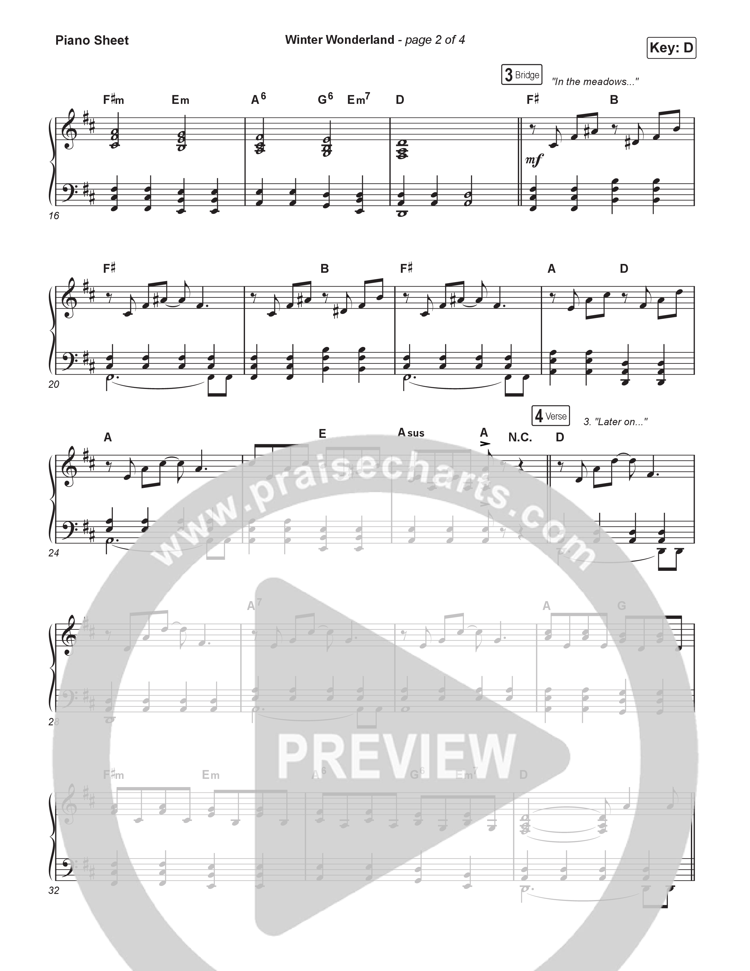 Winter Wonderland  Piano Sheet (Phil Wickham / The Wickham Sisters)