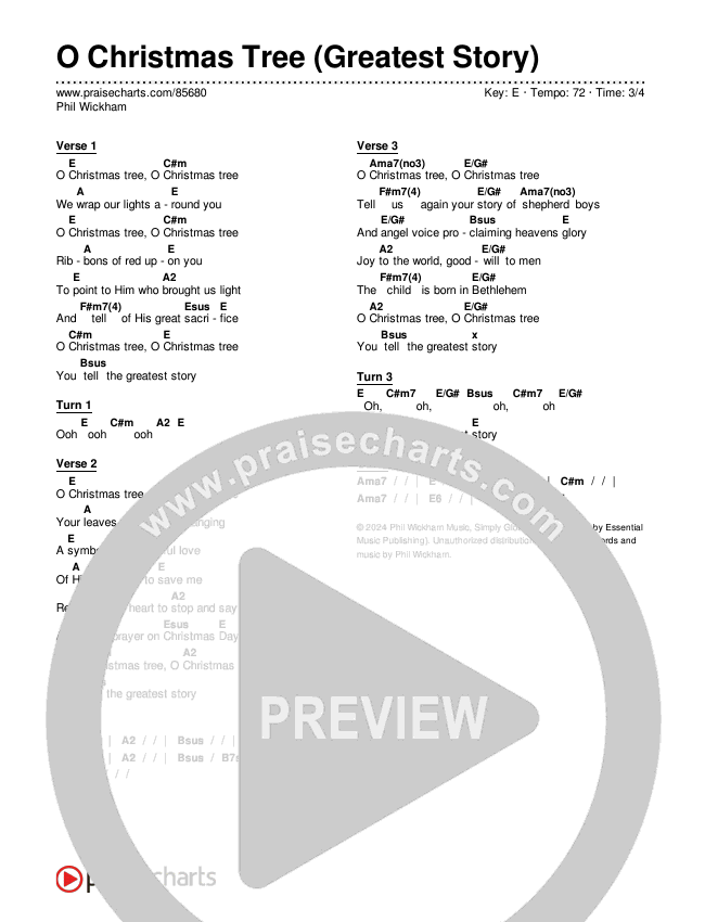 O Christmas Tree (Greatest Story) Chords & Lyrics (Phil Wickham)