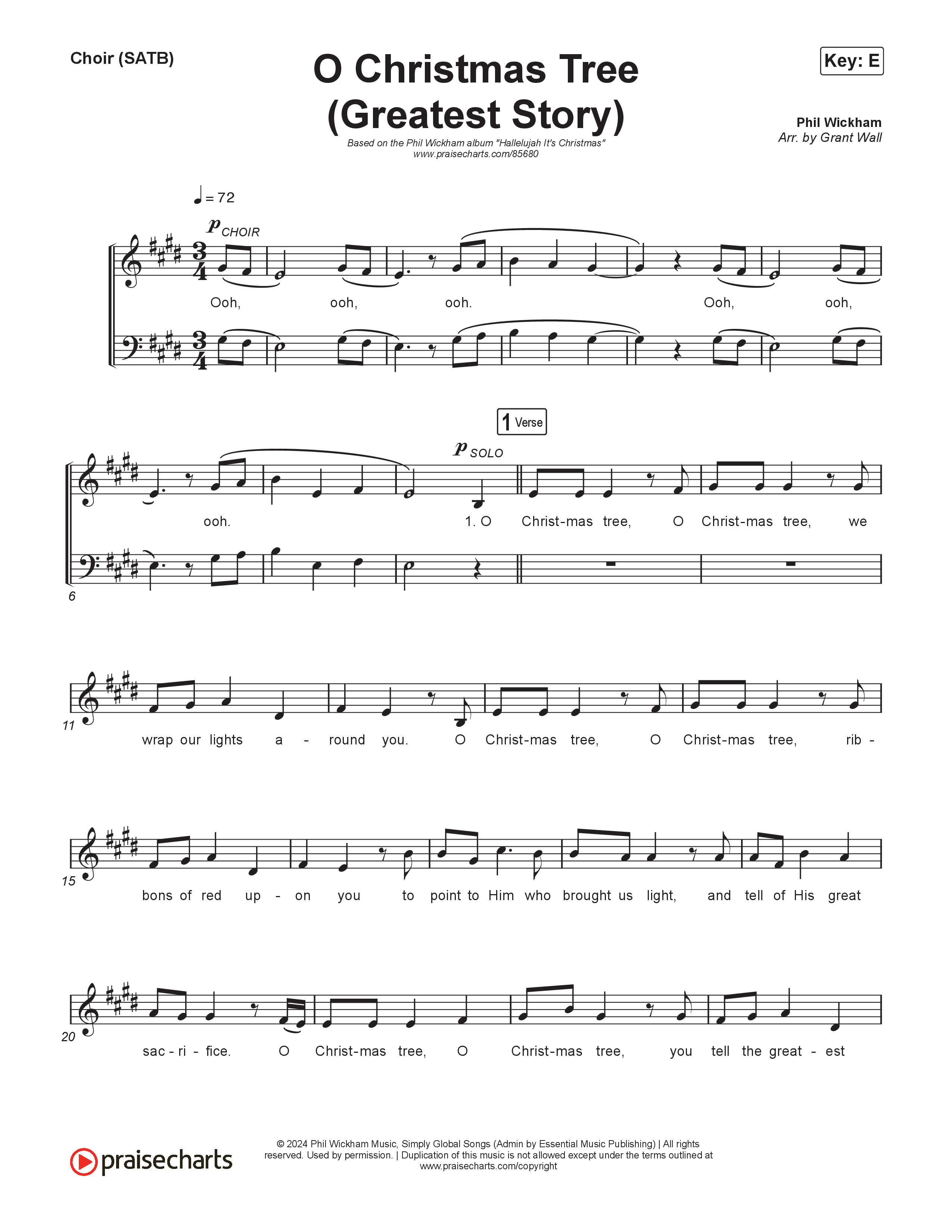 O Christmas Tree (Greatest Story) Choir Sheet (SATB) (Phil Wickham)