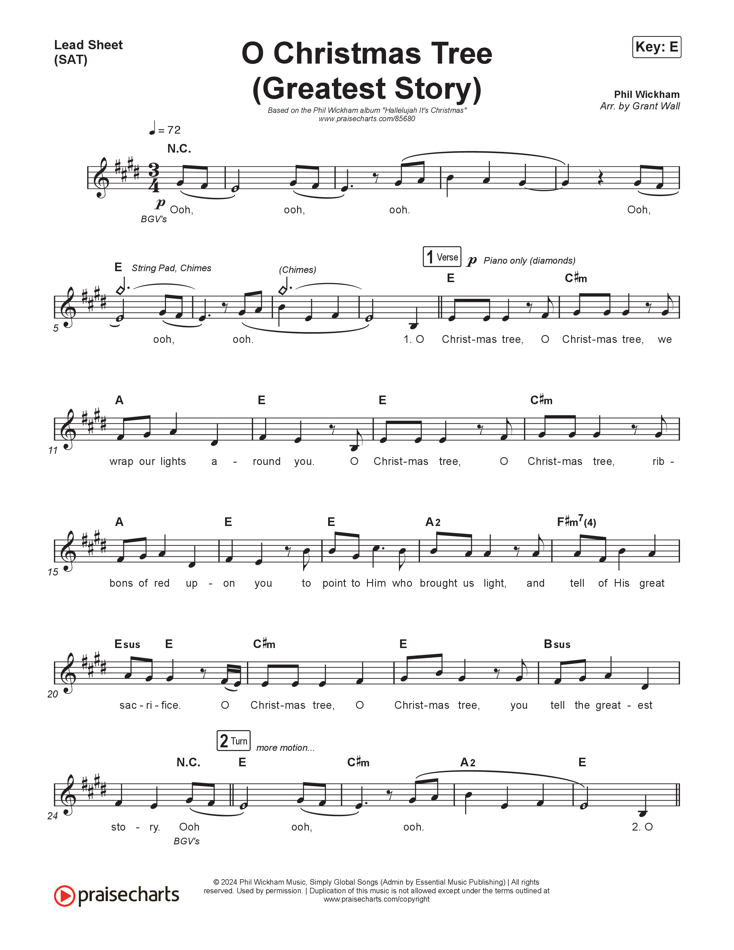 O Christmas Tree (Greatest Story) Lead Sheet (SAT) (Phil Wickham)