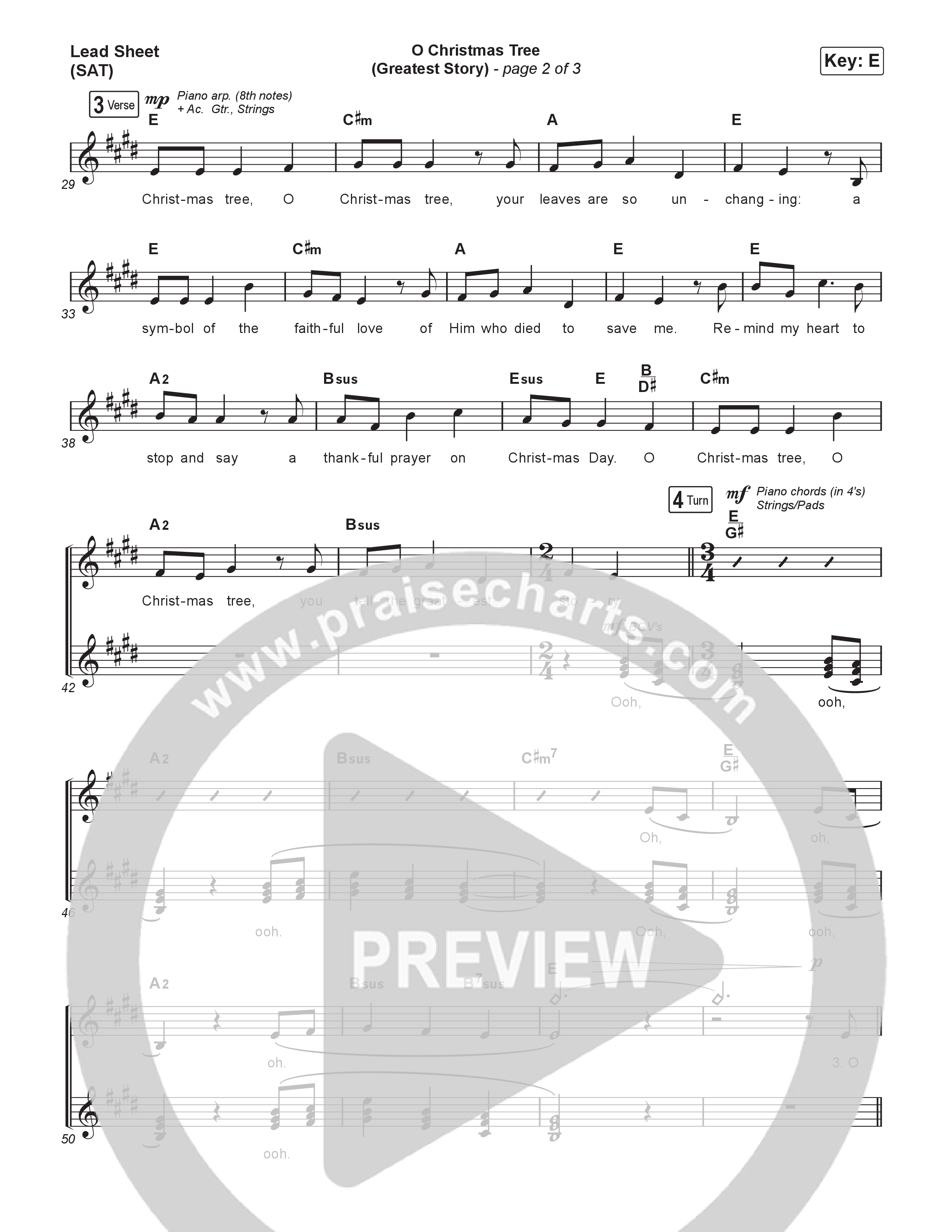 O Christmas Tree (Greatest Story) Lead Sheet (SAT) (Phil Wickham)