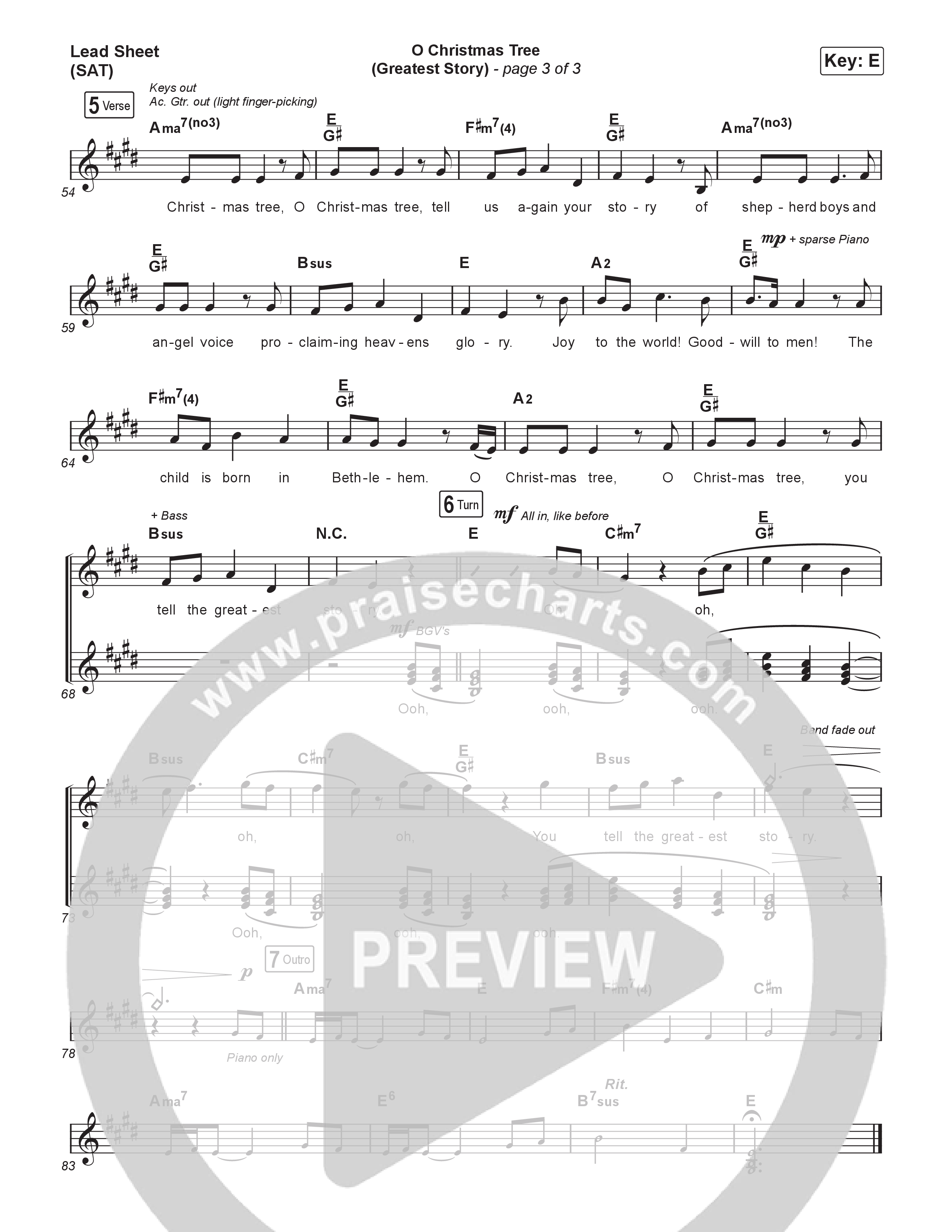 O Christmas Tree (Greatest Story) Lead Sheet (SAT) (Phil Wickham)