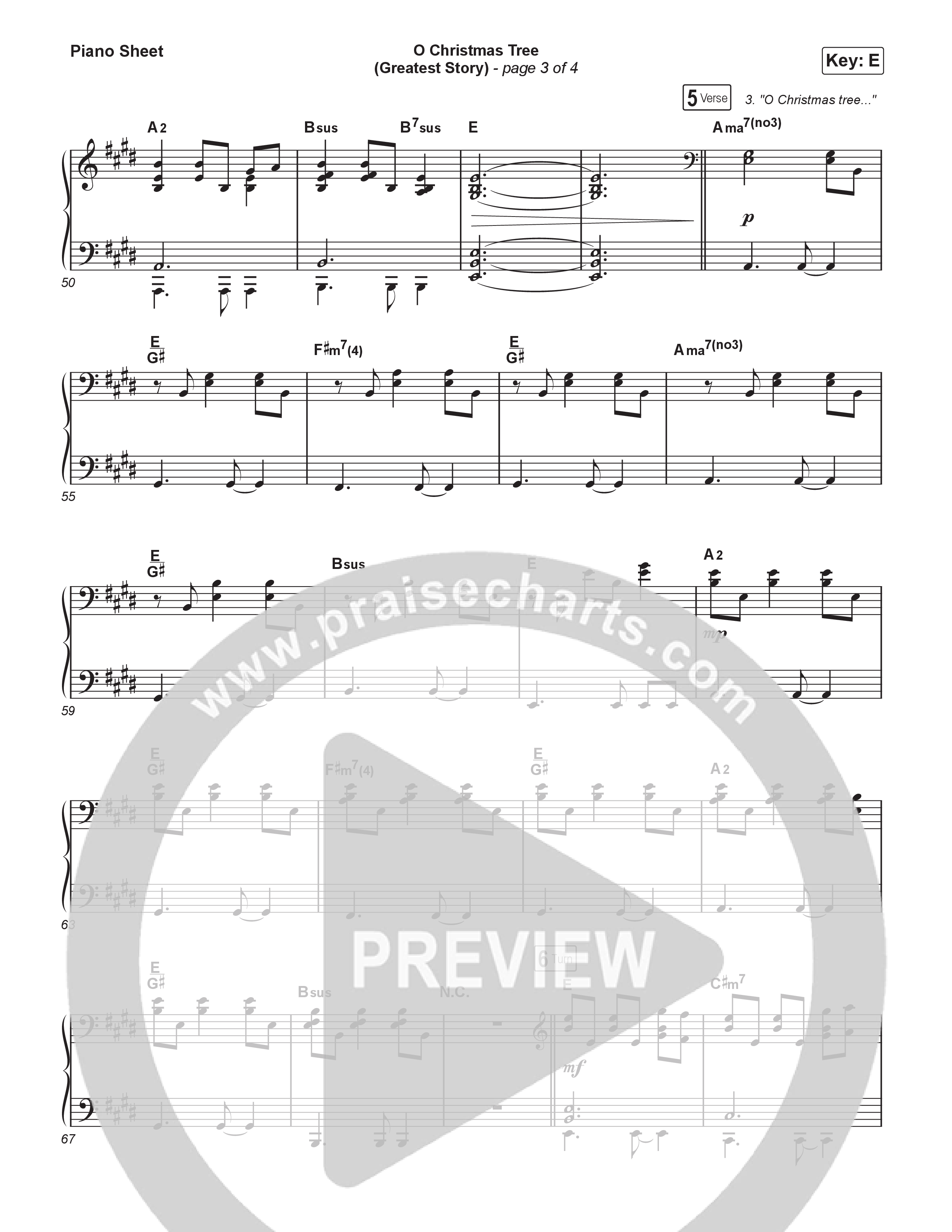 O Christmas Tree (Greatest Story) Piano Sheet (Phil Wickham)