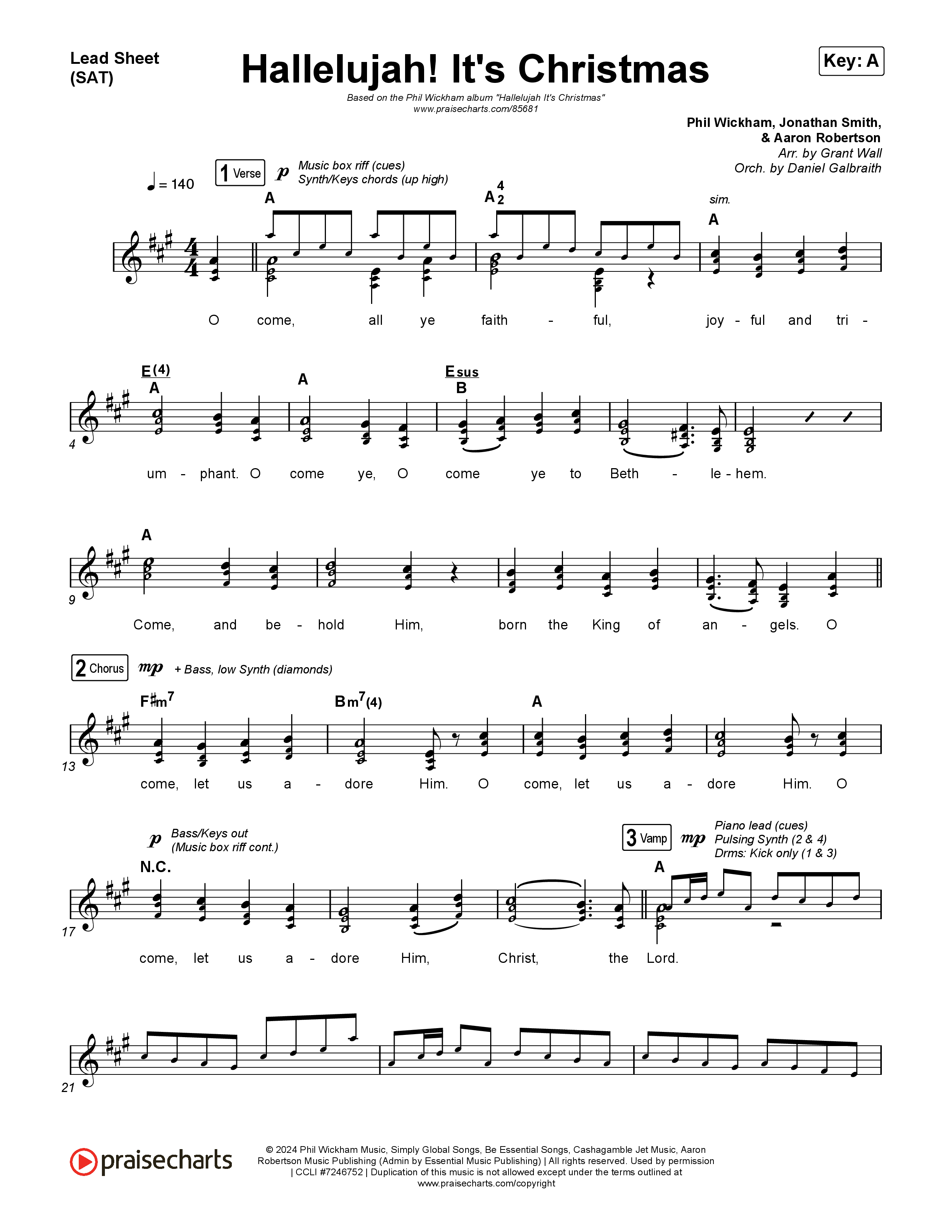 Hallelujah! It's Christmas Lead Sheet (SAT) (Phil Wickham)