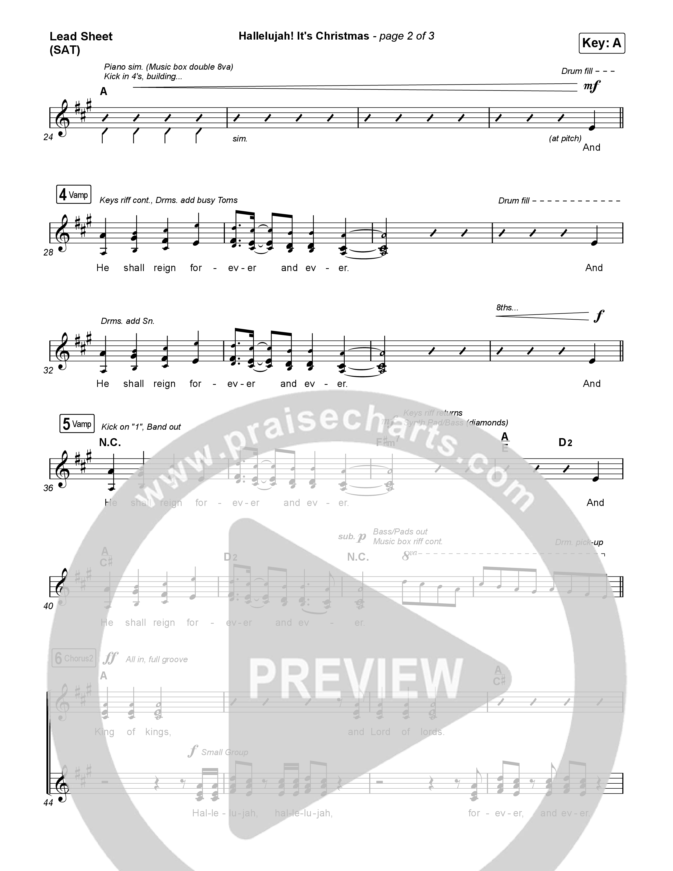 Hallelujah! It's Christmas Lead Sheet (SAT) (Phil Wickham)