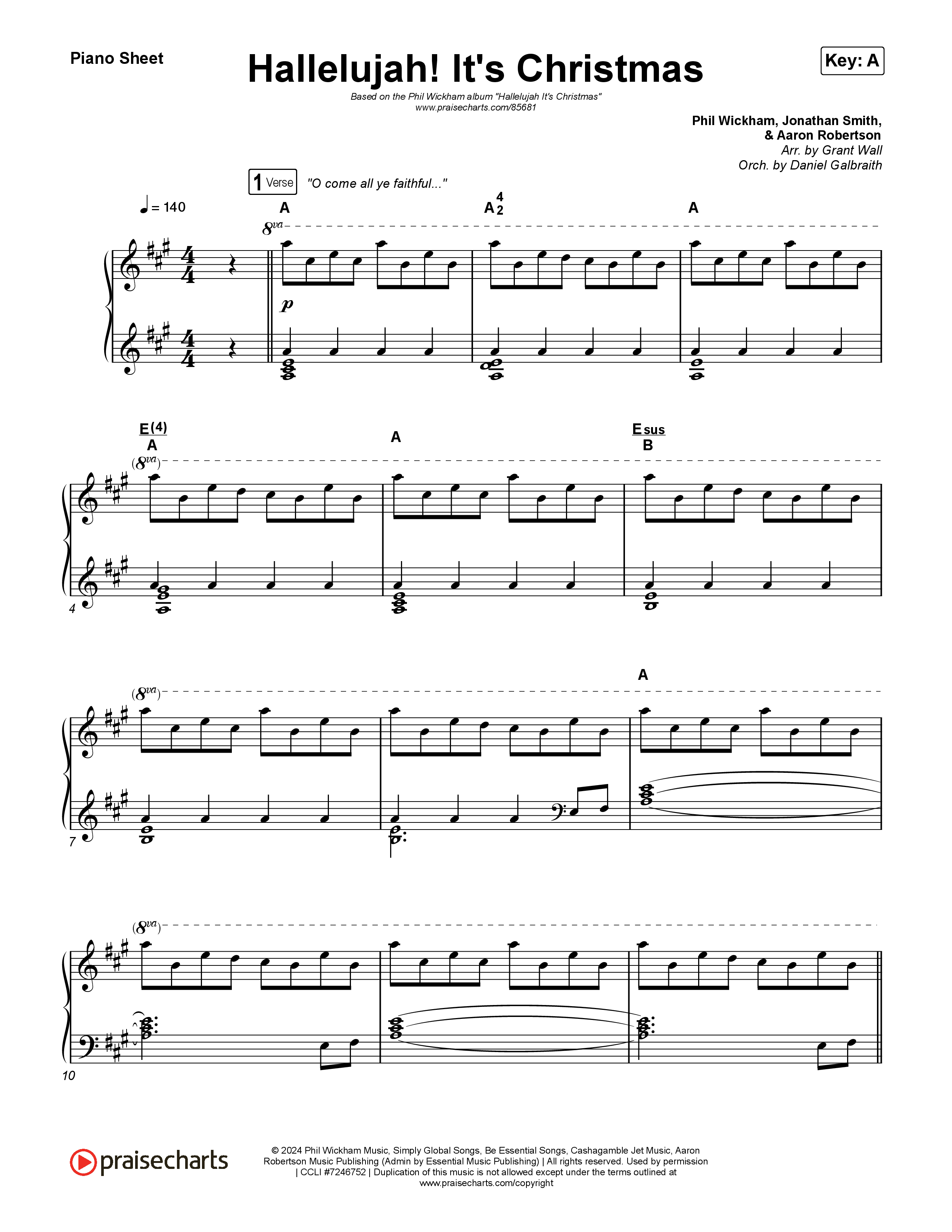 Hallelujah! It's Christmas Piano Sheet (Phil Wickham)