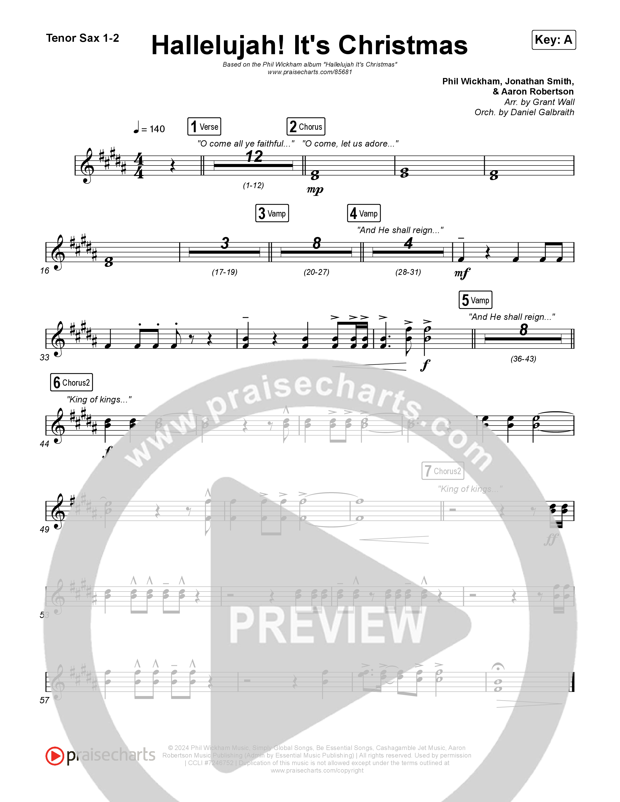 Hallelujah! It's Christmas Tenor Sax 1,2 (Phil Wickham)