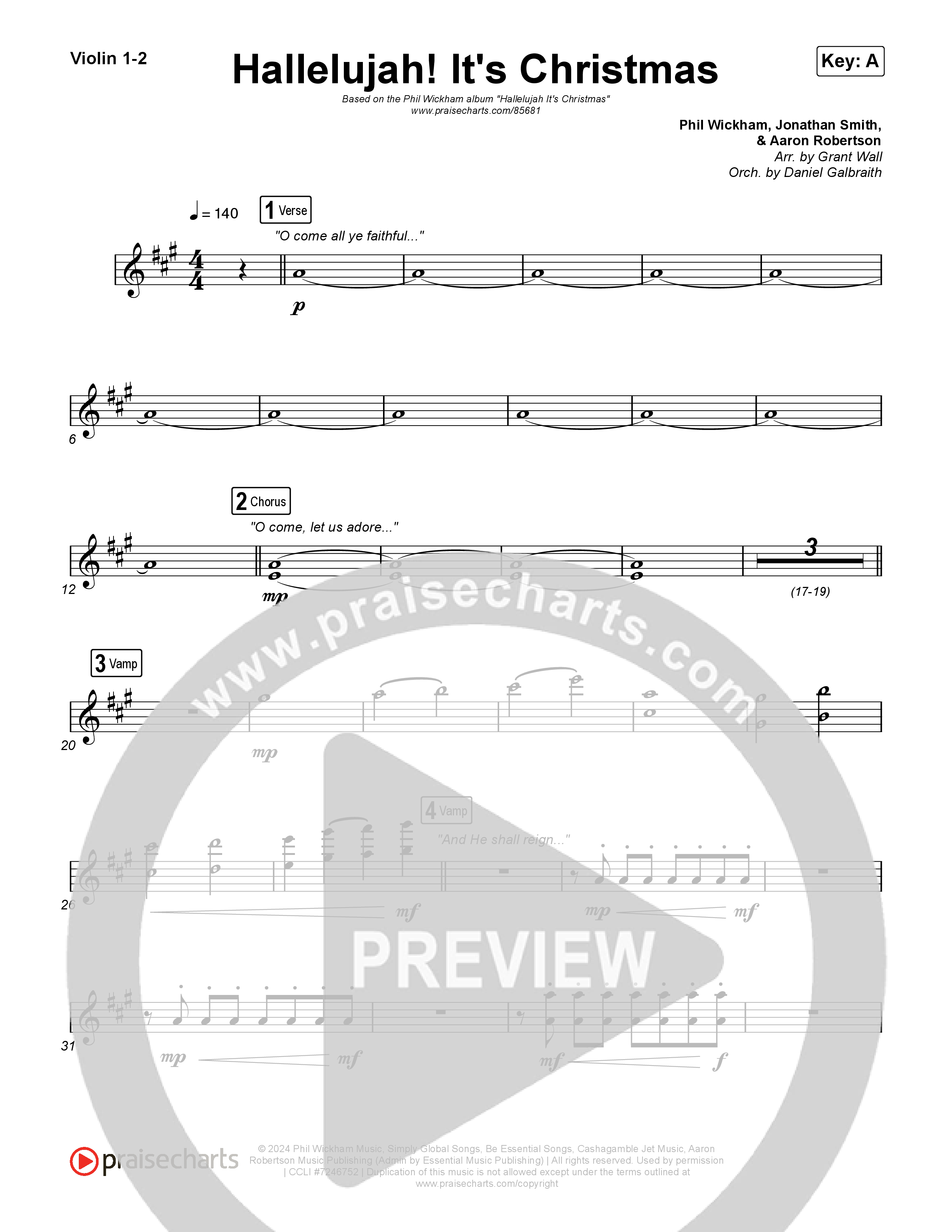 Hallelujah! It's Christmas Violin 1,2 (Phil Wickham)
