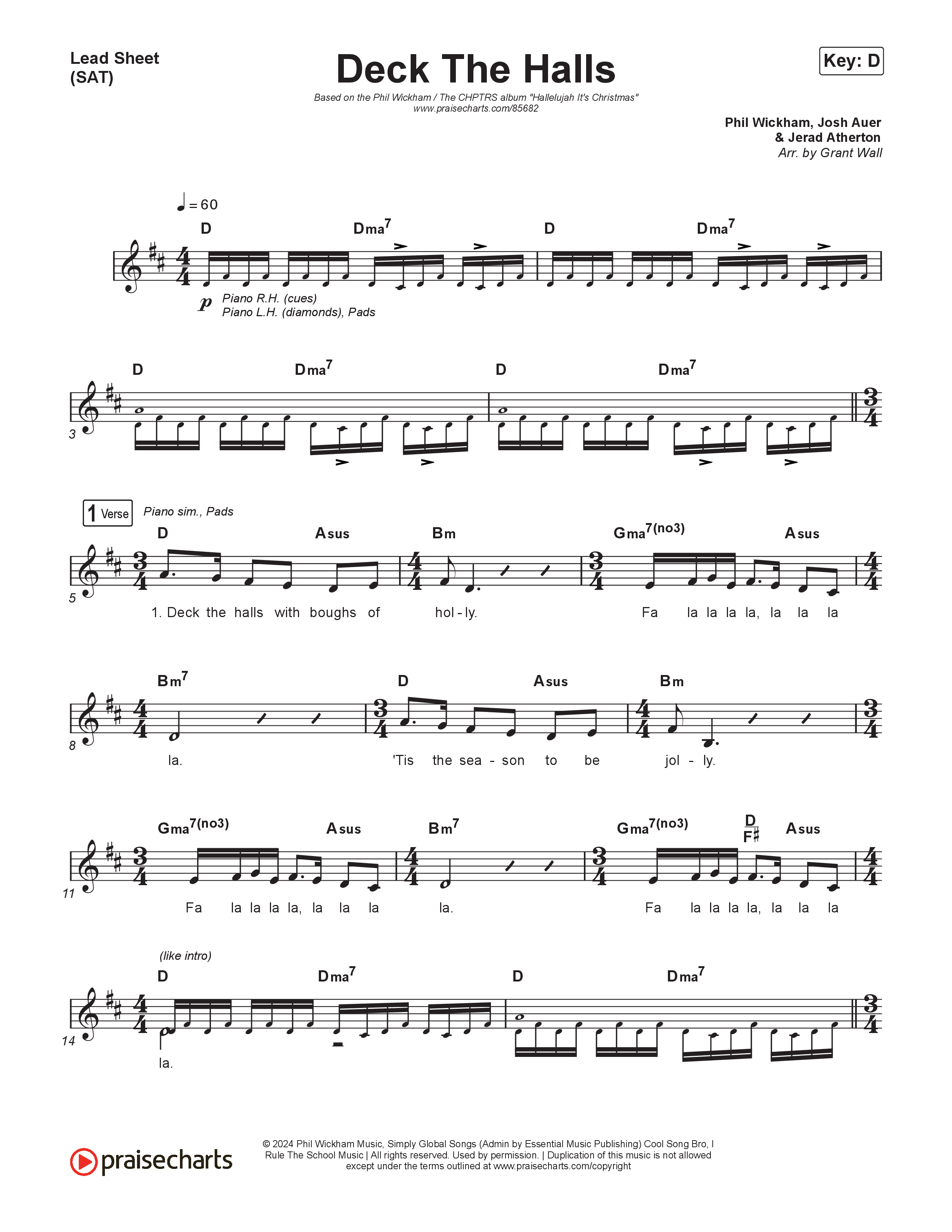 Deck The Halls Lead Sheet (SAT) (Phil Wickham / CHPTRS)