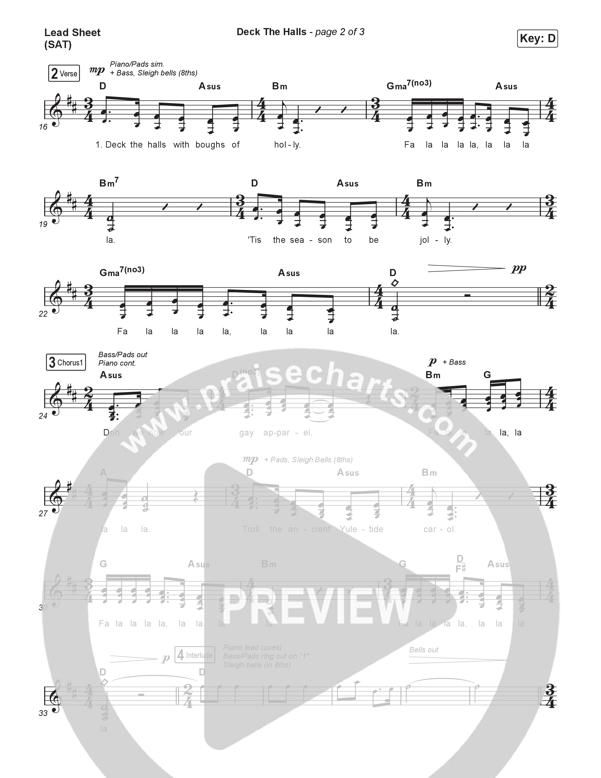 Deck The Halls Lead Sheet (SAT) (Phil Wickham / CHPTRS)