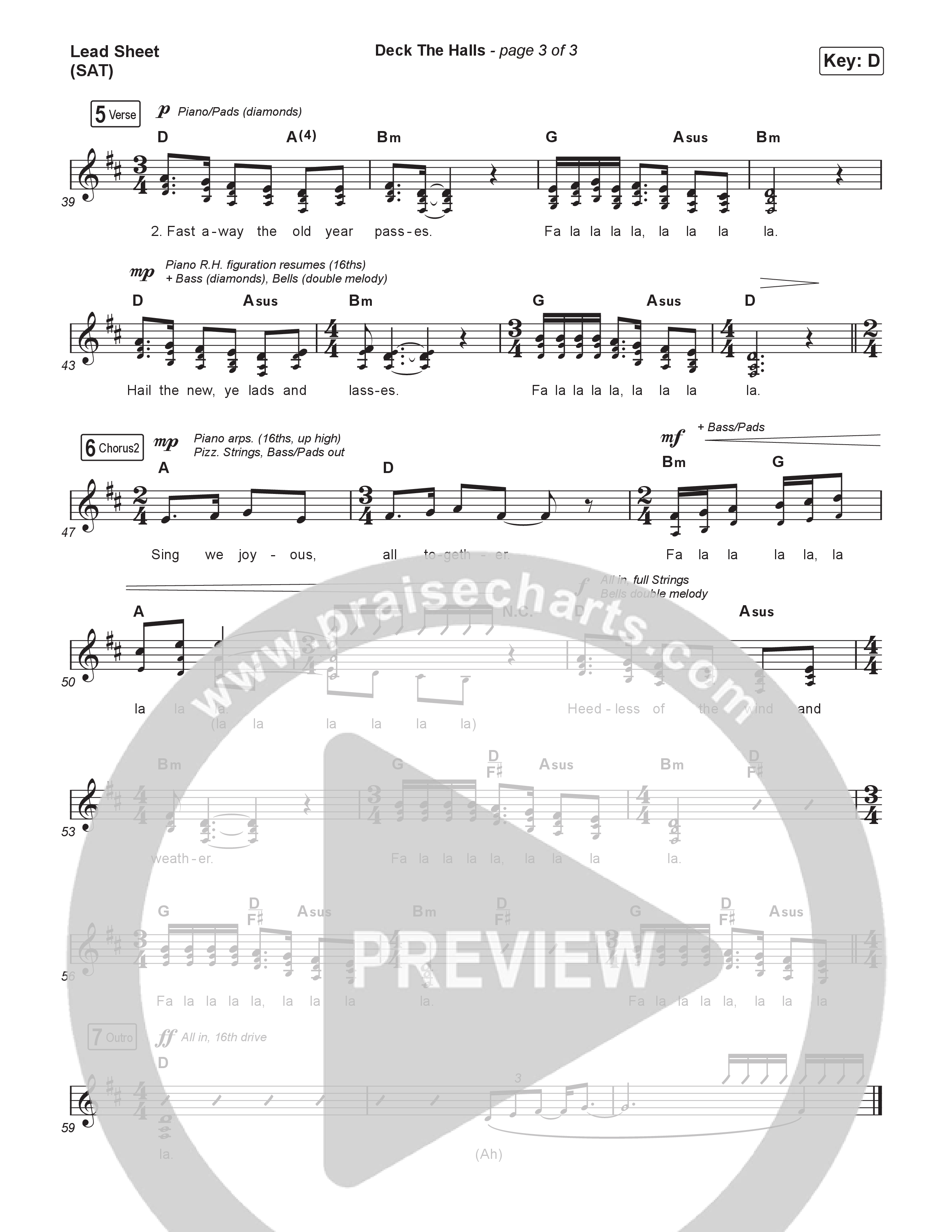 Deck The Halls Lead Sheet (SAT) (Phil Wickham / CHPTRS)