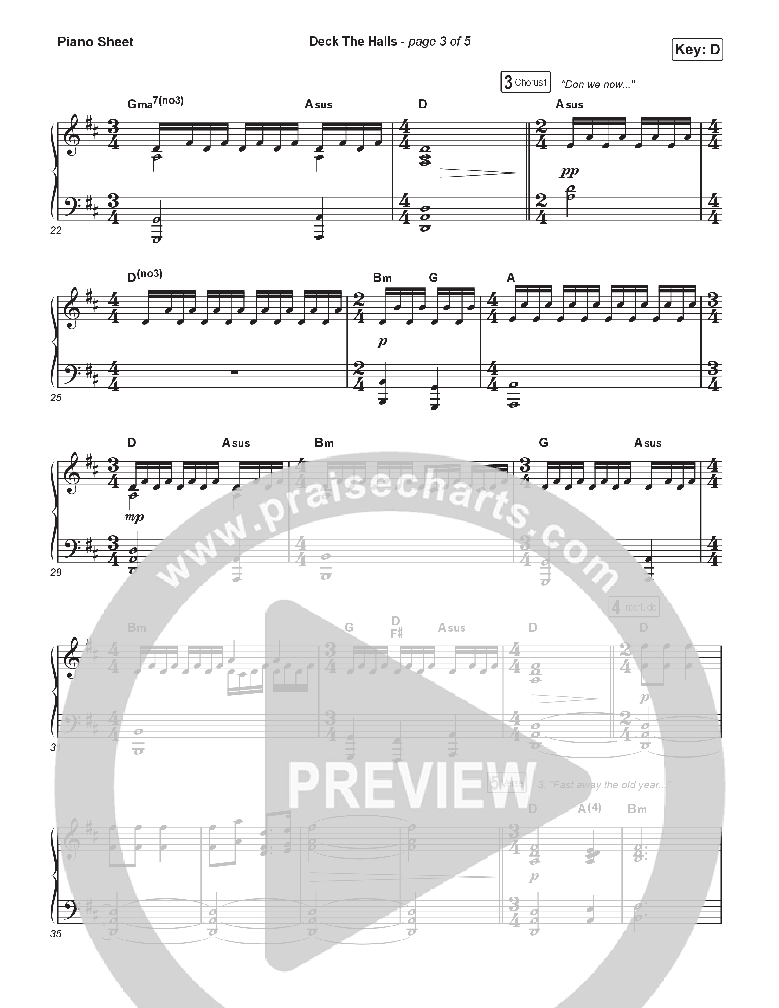 Deck The Halls Piano Sheet (Phil Wickham / CHPTRS)