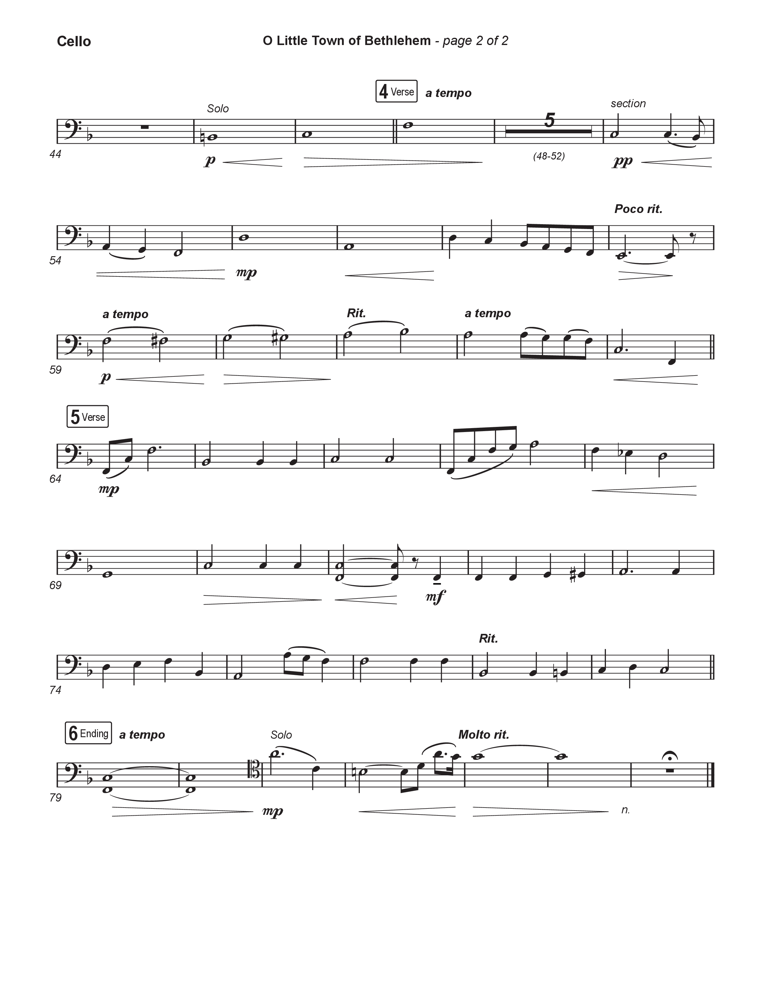 O Little Town Of Bethlehem (Live) Cello (Museum Of The Bible / Indiana Wesleyan University Choir / Arr. Philip Keveren)