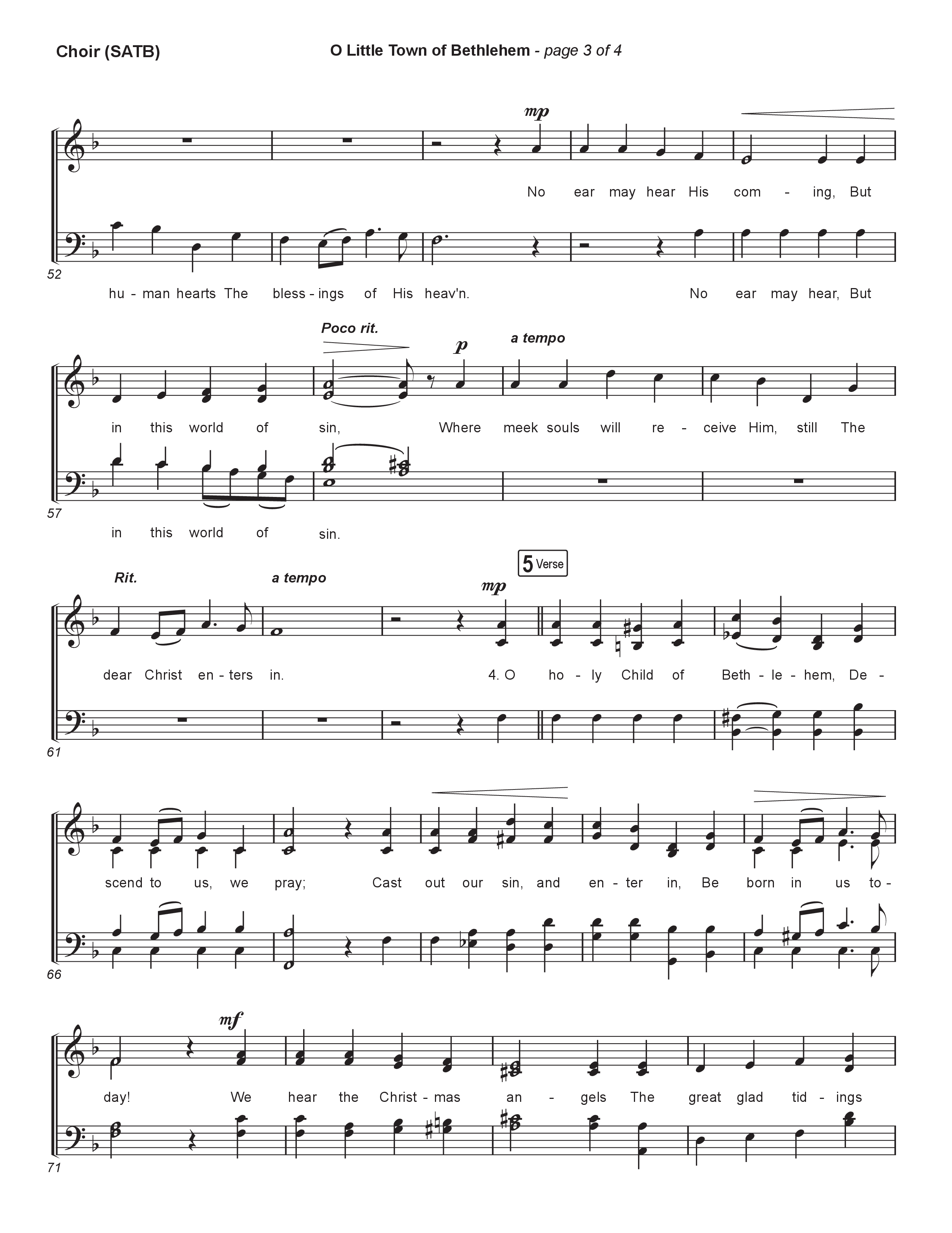 O Little Town Of Bethlehem (Live) Choir Sheet (SATB) (Museum Of The Bible / Indiana Wesleyan University Choir / Arr. Philip Keveren)