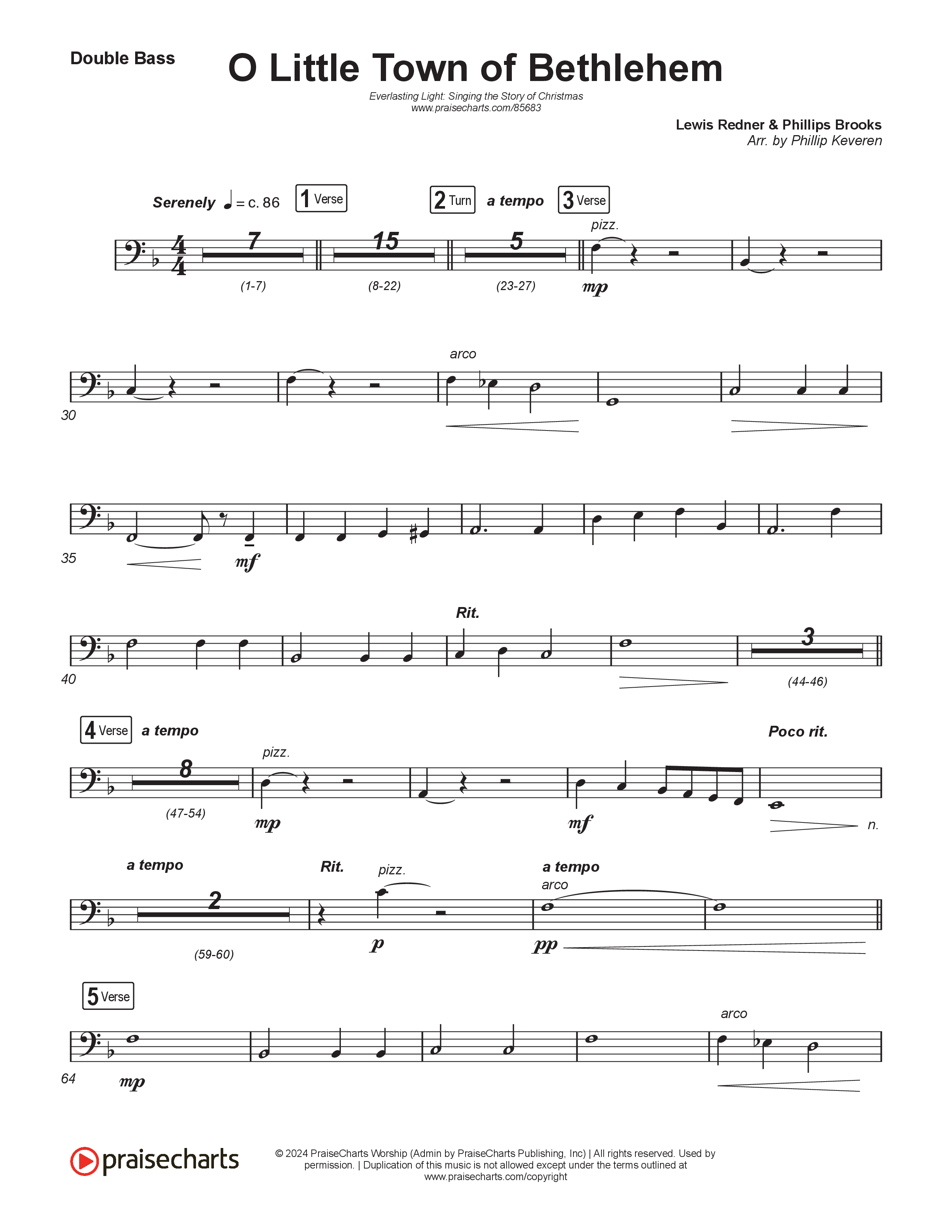 O Little Town Of Bethlehem (Live) String Bass (Museum Of The Bible / Indiana Wesleyan University Choir / Arr. Philip Keveren)