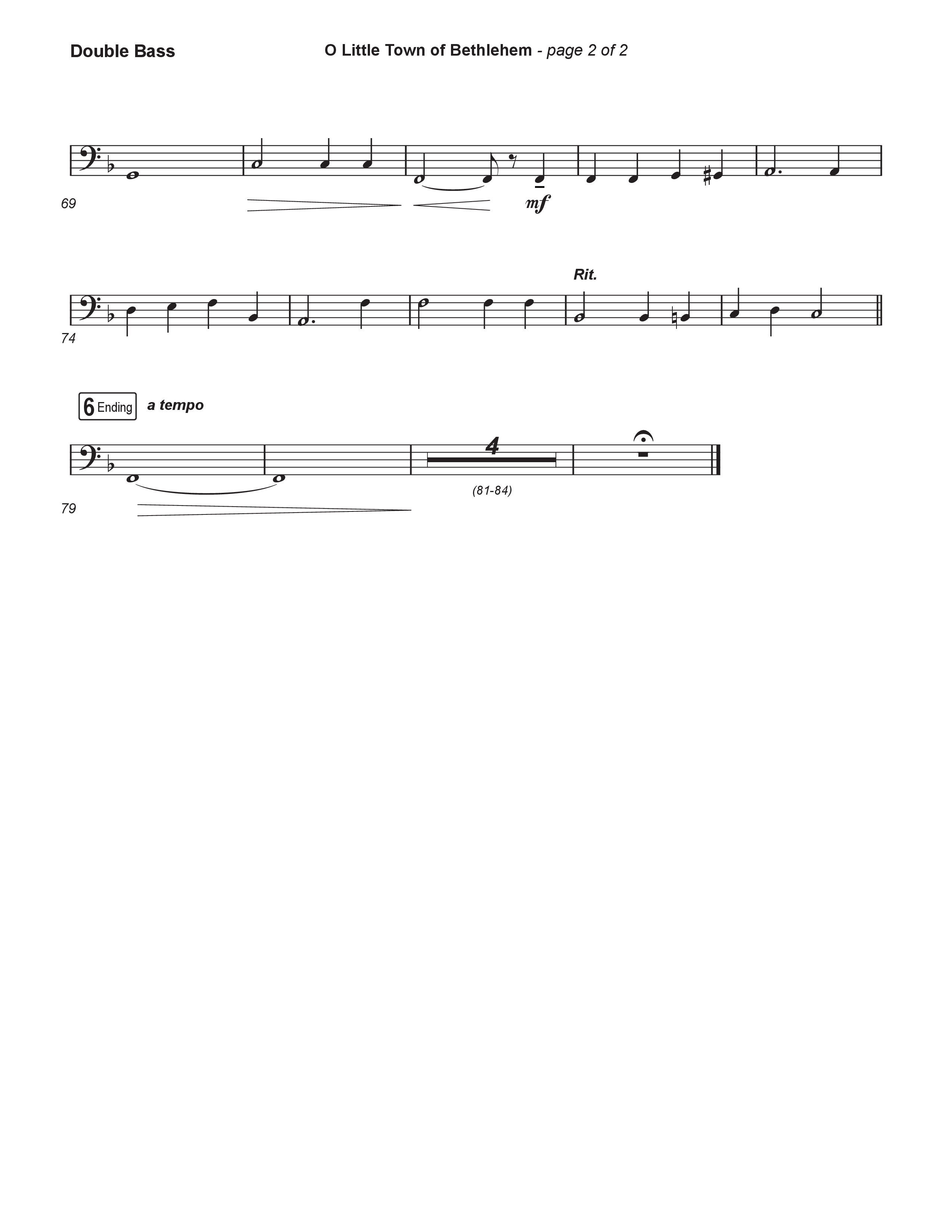 O Little Town Of Bethlehem (Live) String Bass (Museum Of The Bible / Indiana Wesleyan University Choir / Arr. Philip Keveren)