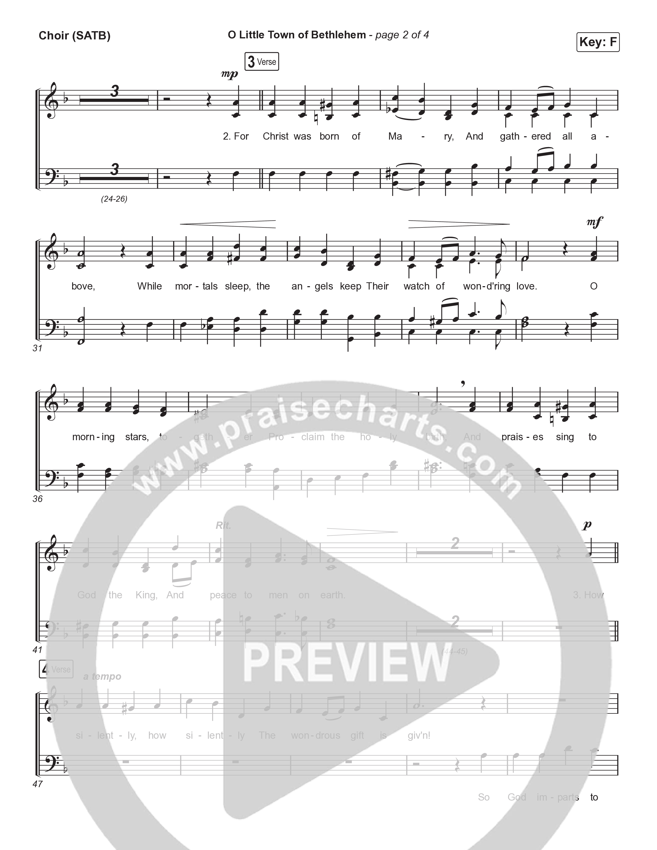 O Little Town Of Bethlehem (Live) Choir Sheet (SATB) (Museum Of The Bible / Indiana Wesleyan University Choir / Arr. Philip Keveren)