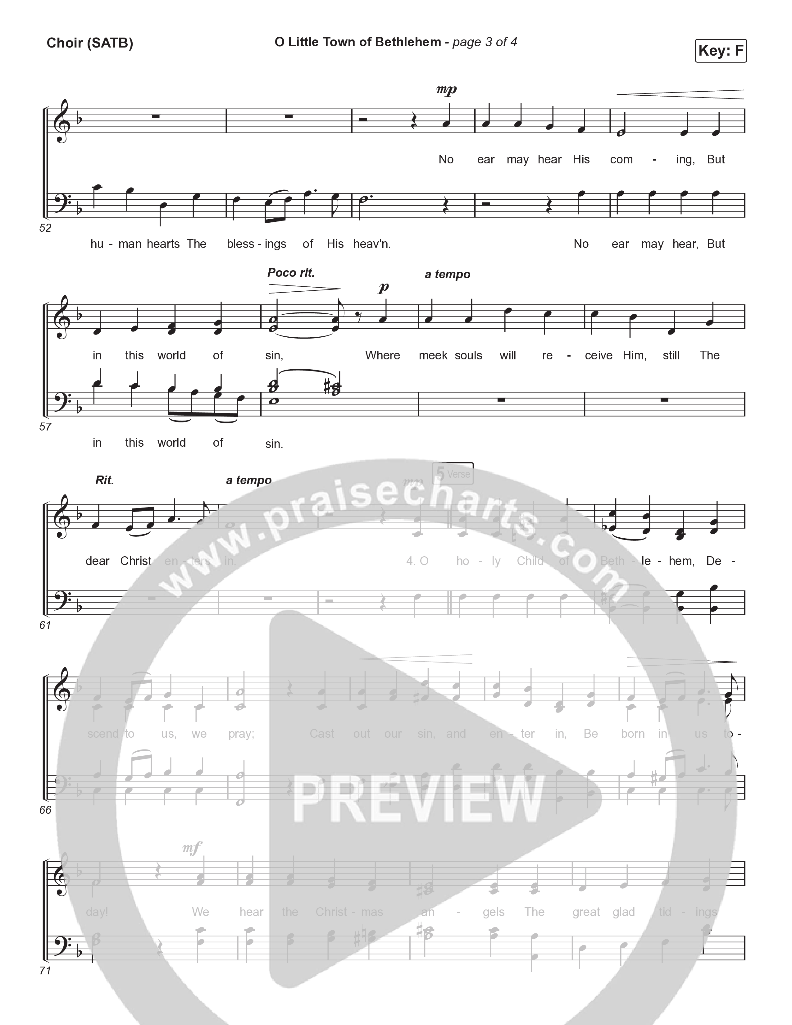 O Little Town Of Bethlehem (Live) Choir Sheet (SATB) (Museum Of The Bible / Indiana Wesleyan University Choir / Arr. Philip Keveren)