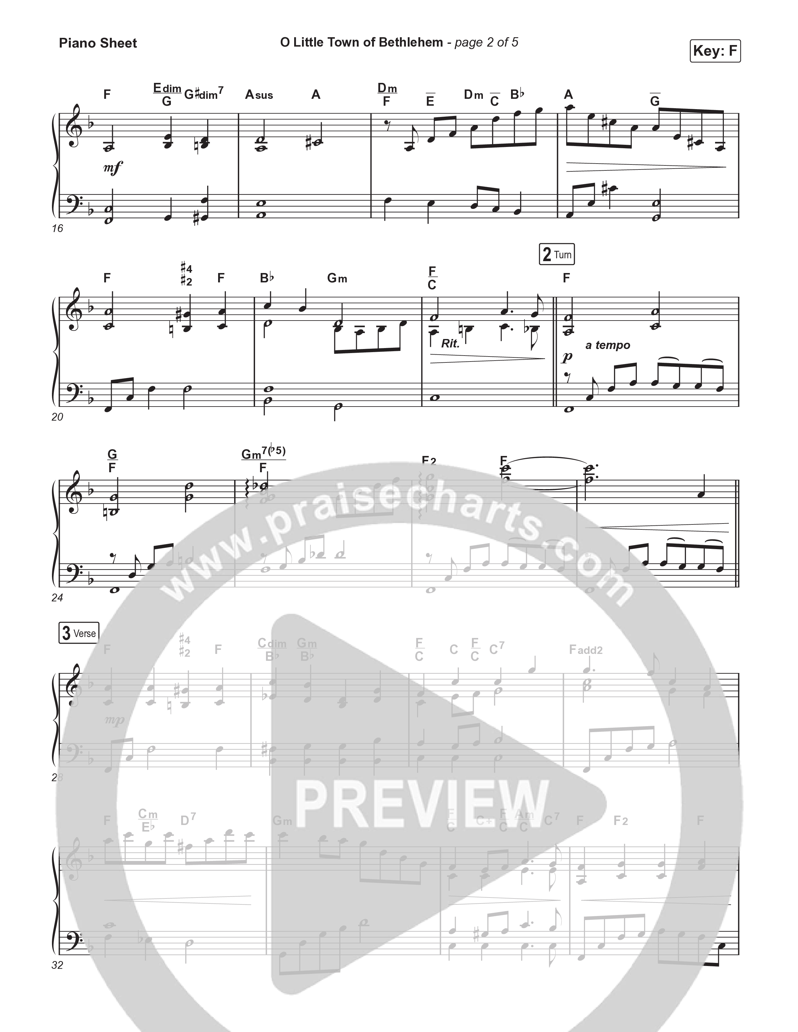 O Little Town Of Bethlehem (Live) Piano Sheet (Museum Of The Bible / Indiana Wesleyan University Choir / Arr. Philip Keveren)