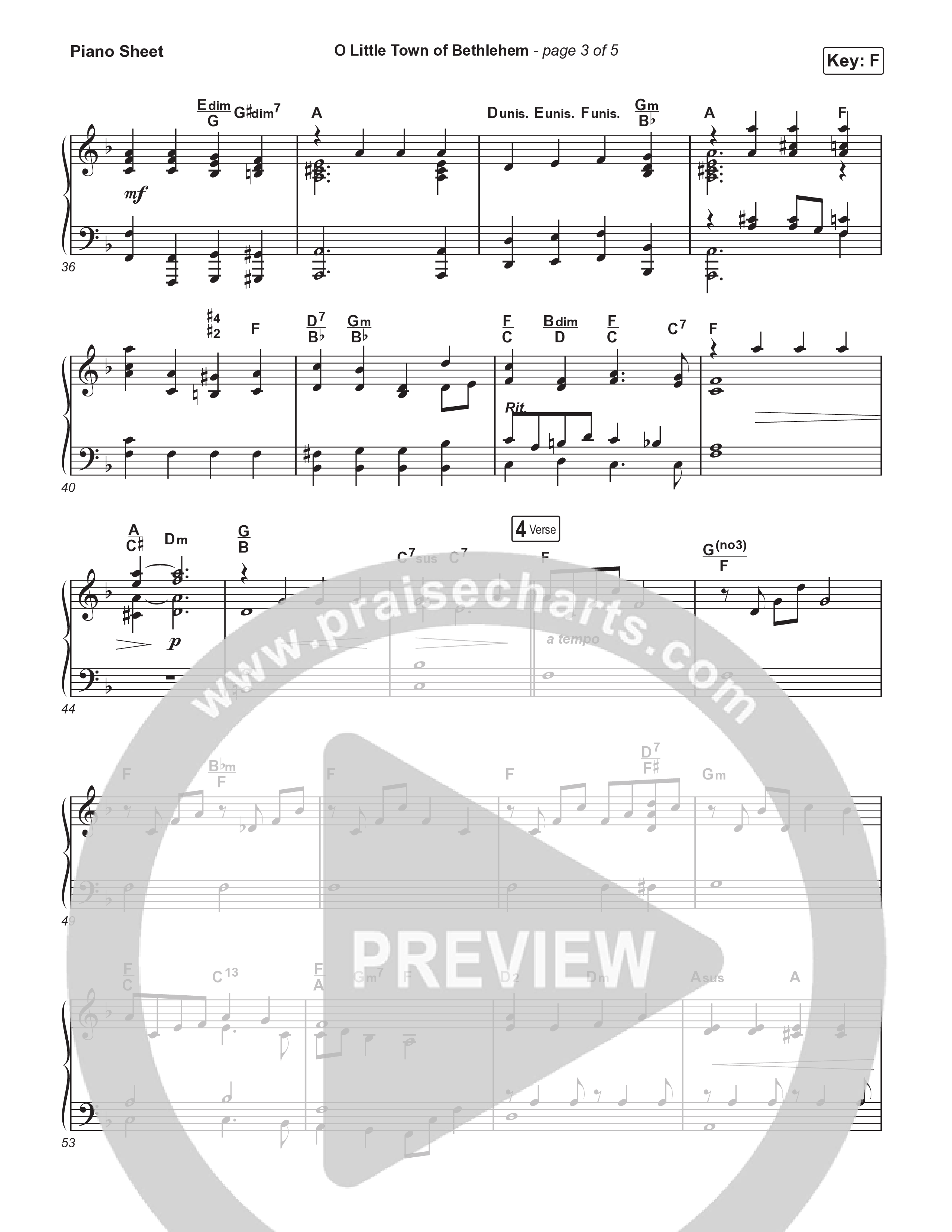 O Little Town Of Bethlehem (Live) Piano Sheet (Museum Of The Bible / Indiana Wesleyan University Choir / Arr. Philip Keveren)