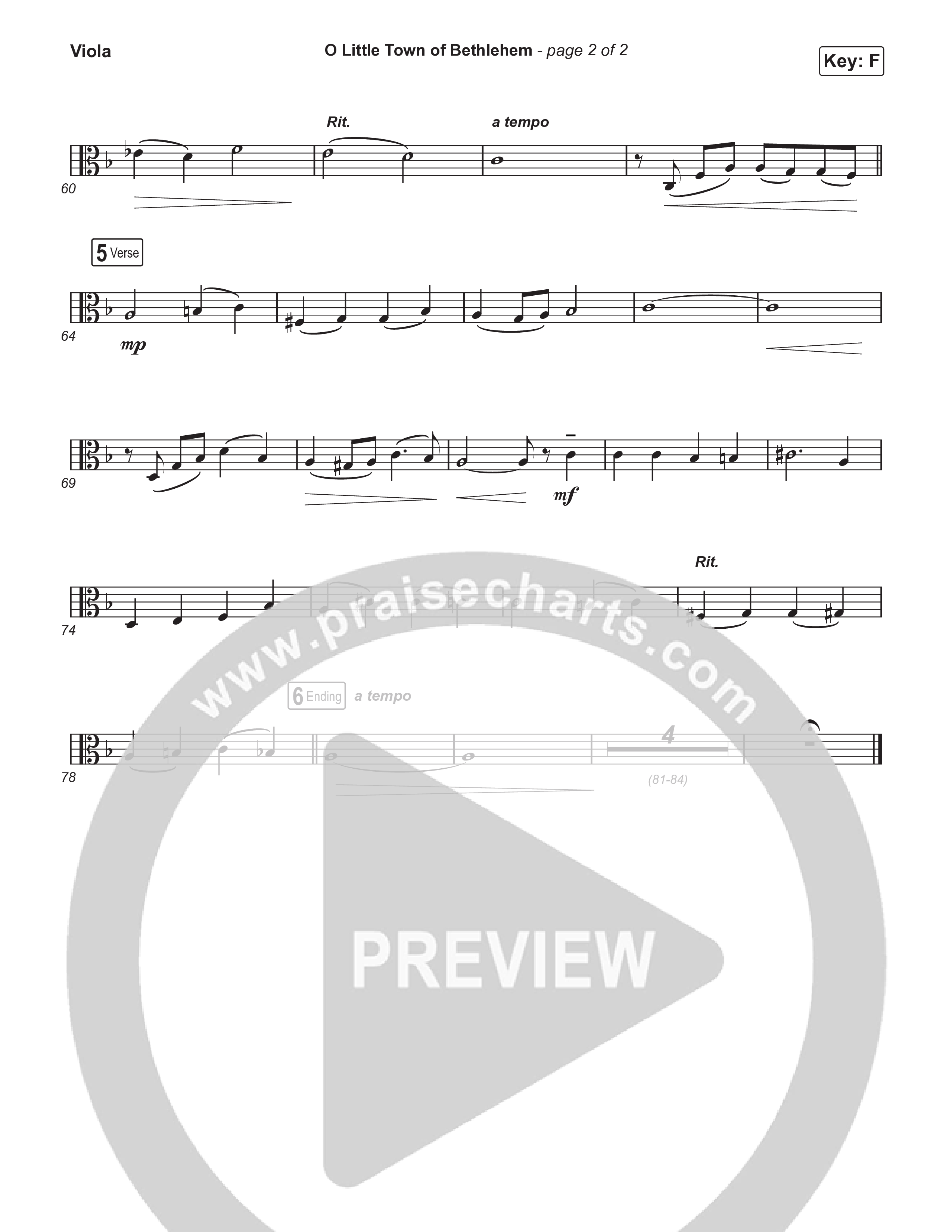 O Little Town Of Bethlehem (Live) Viola (Museum Of The Bible / Indiana Wesleyan University Choir / Arr. Philip Keveren)