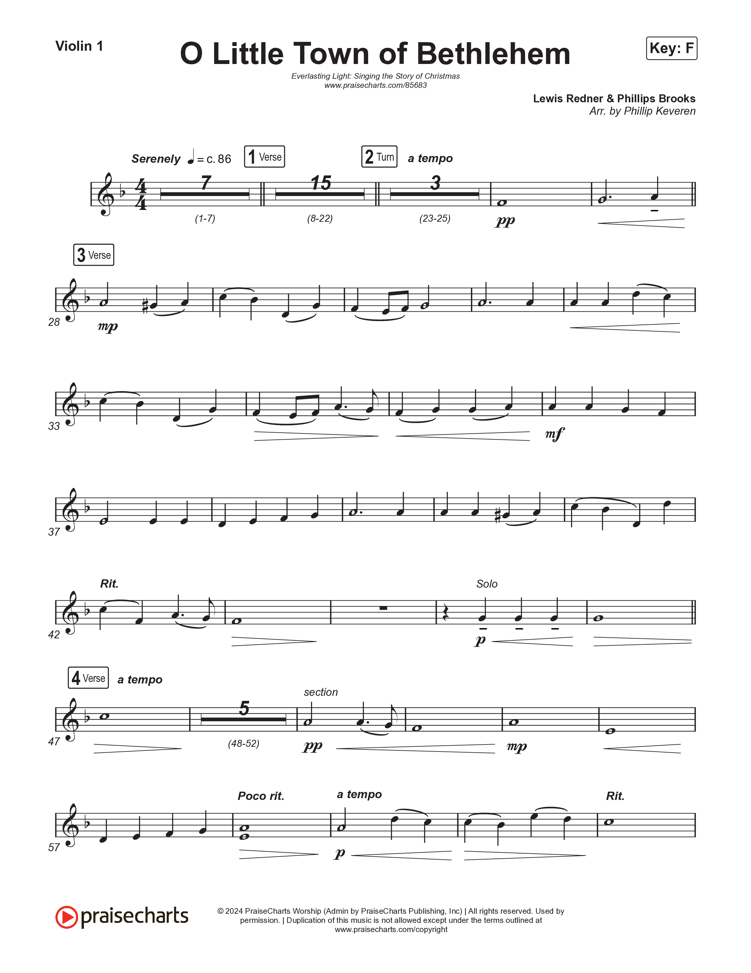 O Little Town Of Bethlehem (Live) String Pack (Museum Of The Bible / Indiana Wesleyan University Choir / Arr. Philip Keveren)