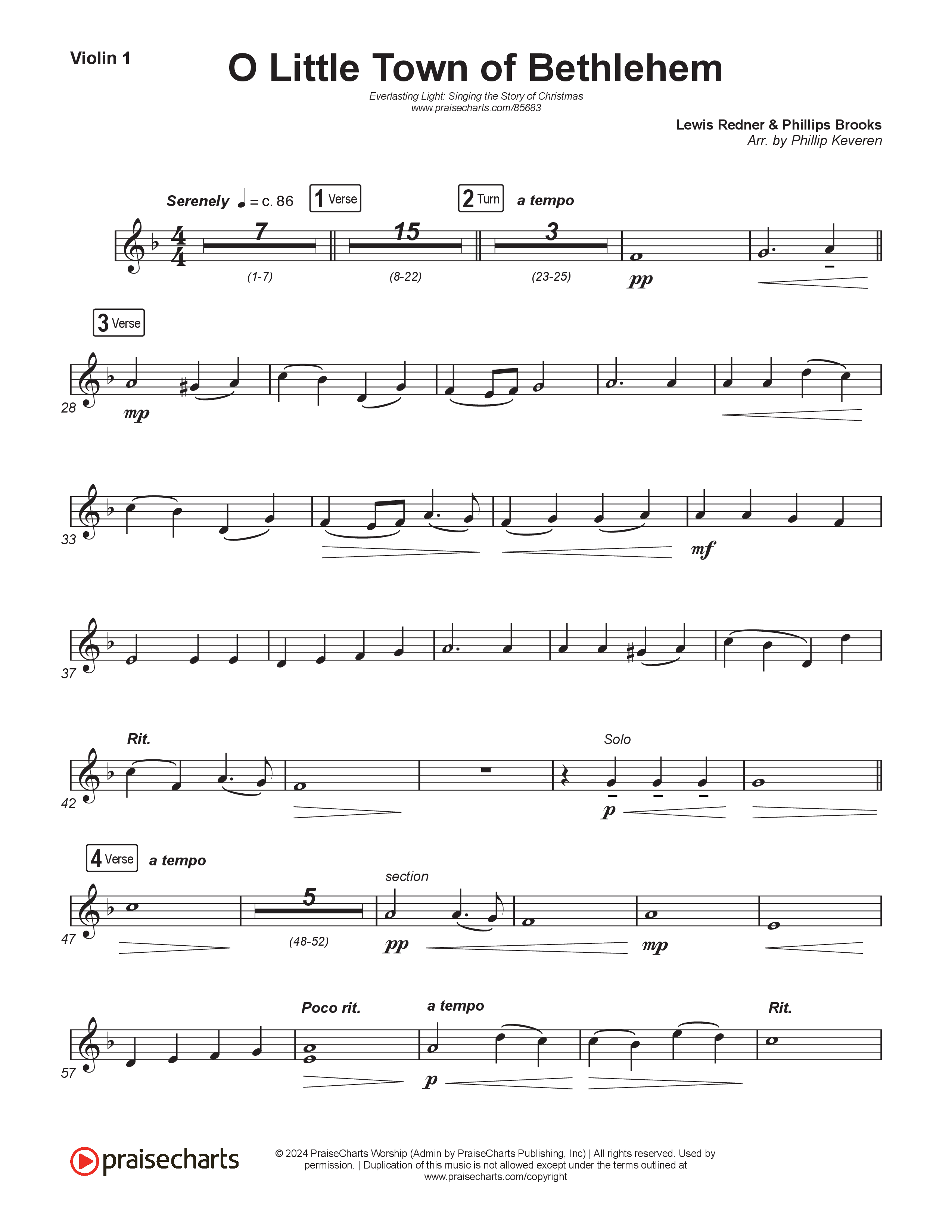 O Little Town Of Bethlehem (Live) String Pack (Museum Of The Bible / Indiana Wesleyan University Choir / Arr. Philip Keveren)