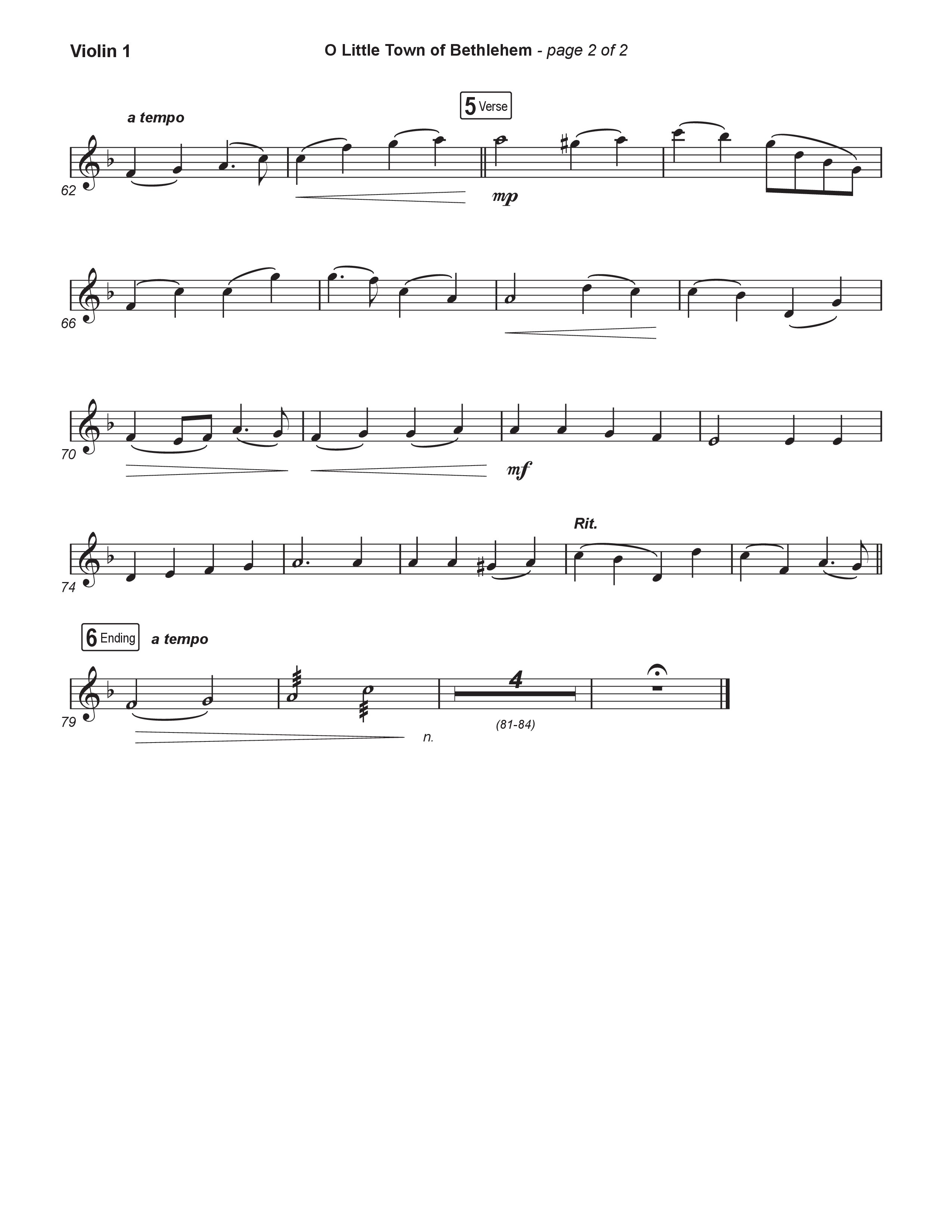 O Little Town Of Bethlehem (Live) String Pack (Museum Of The Bible / Indiana Wesleyan University Choir / Arr. Philip Keveren)