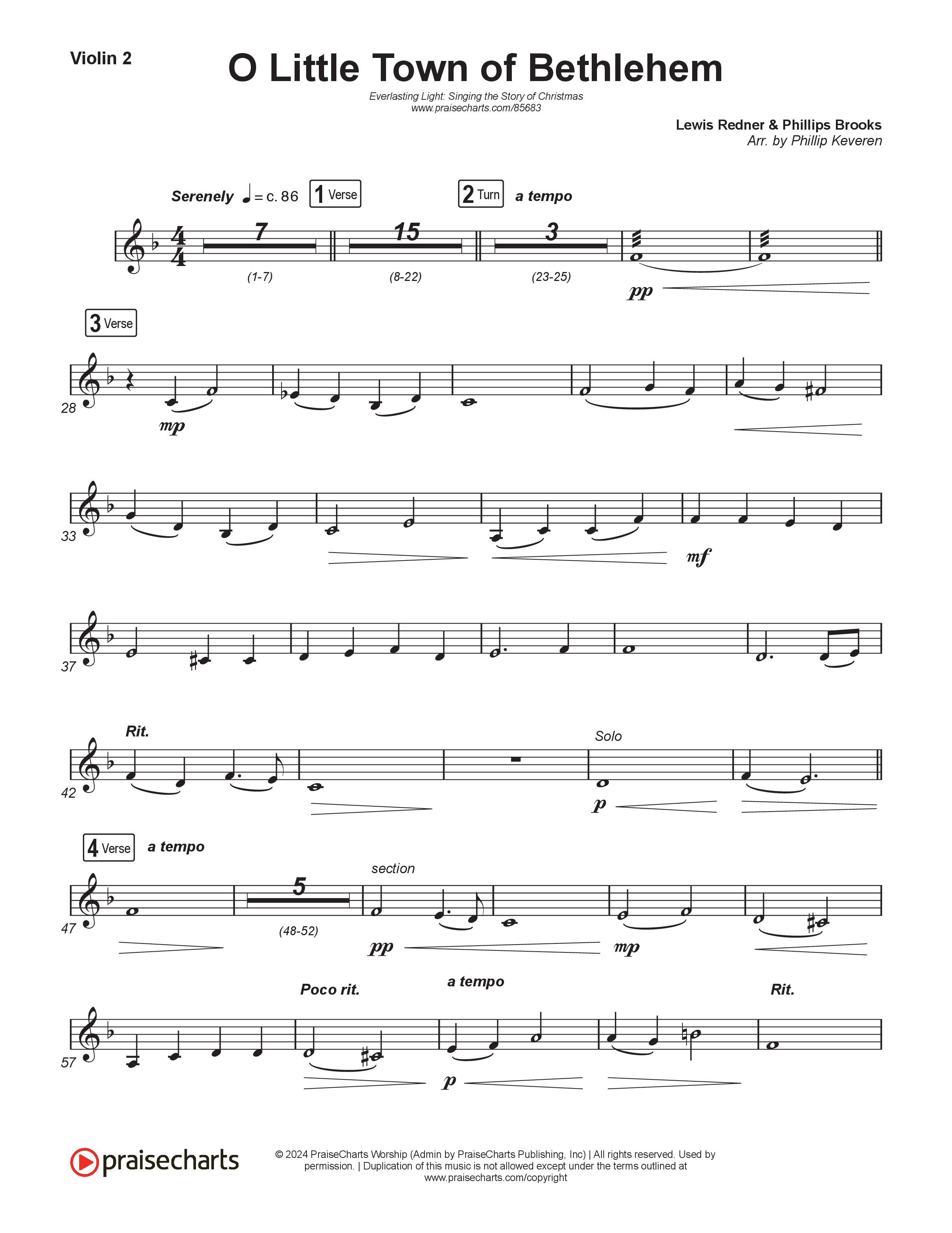 O Little Town Of Bethlehem (Live) String Pack (Museum Of The Bible / Indiana Wesleyan University Choir / Arr. Philip Keveren)