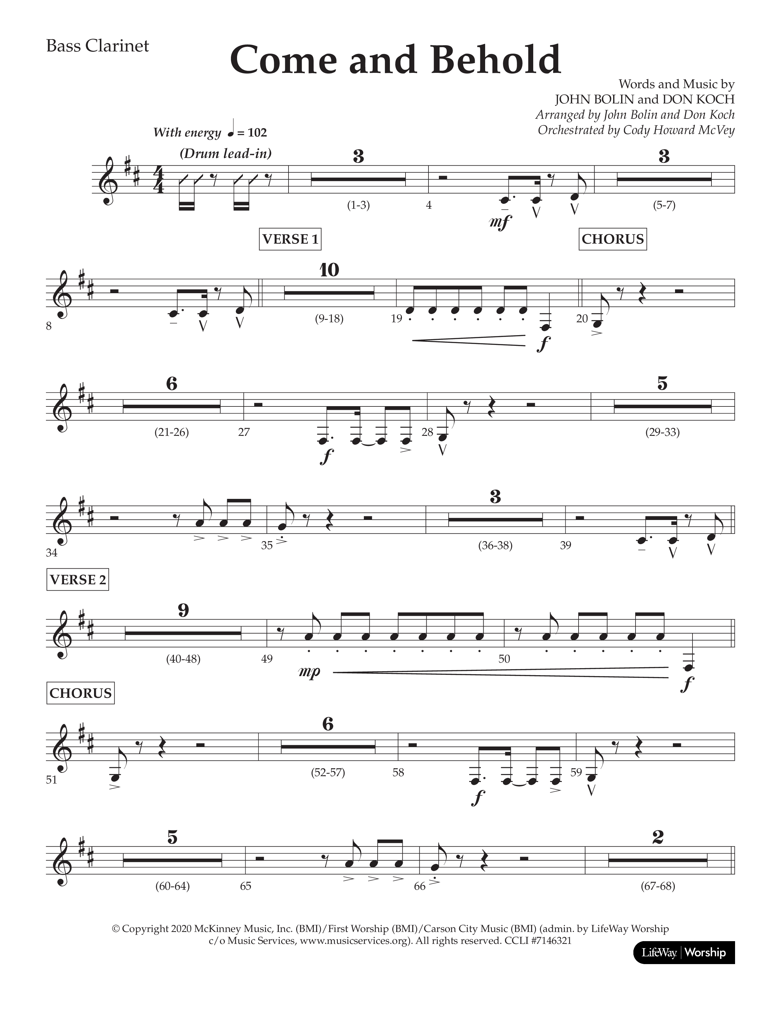 Come And Behold (Choral Anthem SATB) Bass Clarinet (Lifeway Choral / Arr. John Bolin / Arr. Don Koch)
