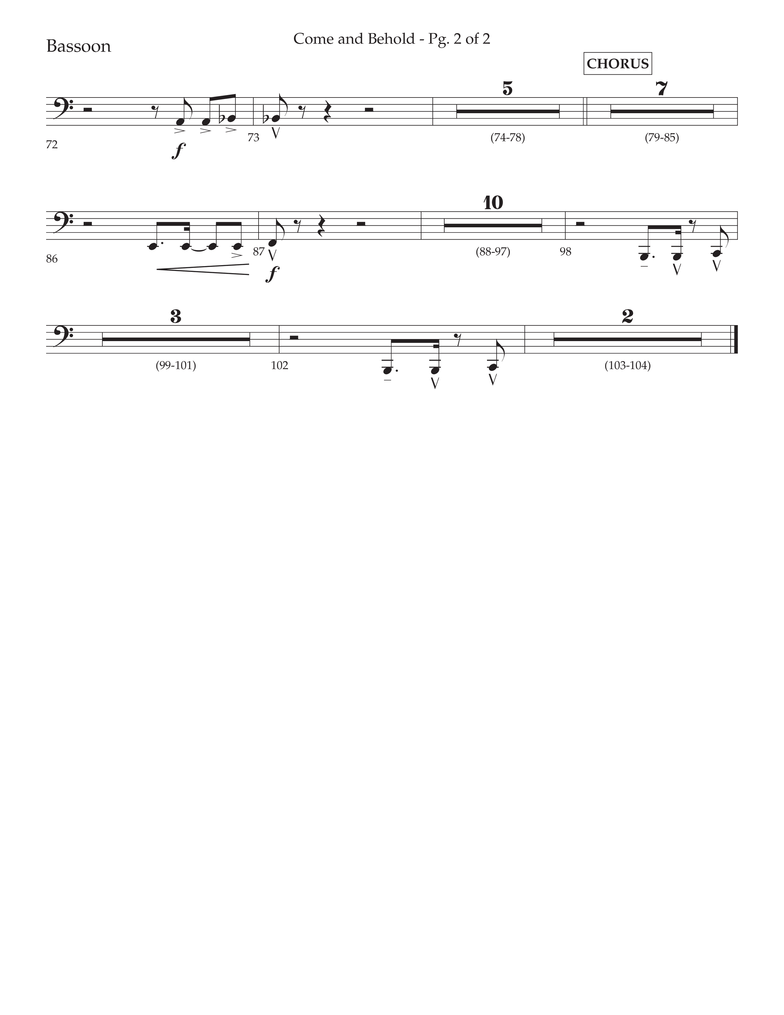 Come And Behold (Choral Anthem SATB) Bassoon (Lifeway Choral / Arr. John Bolin / Arr. Don Koch)