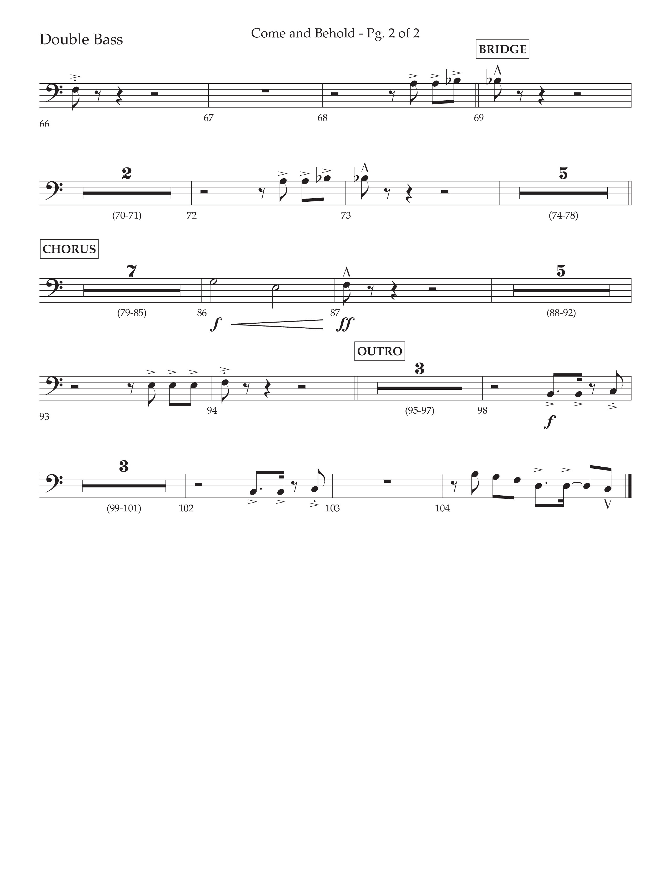 Come And Behold (Choral Anthem SATB) Double Bass (Lifeway Choral / Arr. John Bolin / Arr. Don Koch)