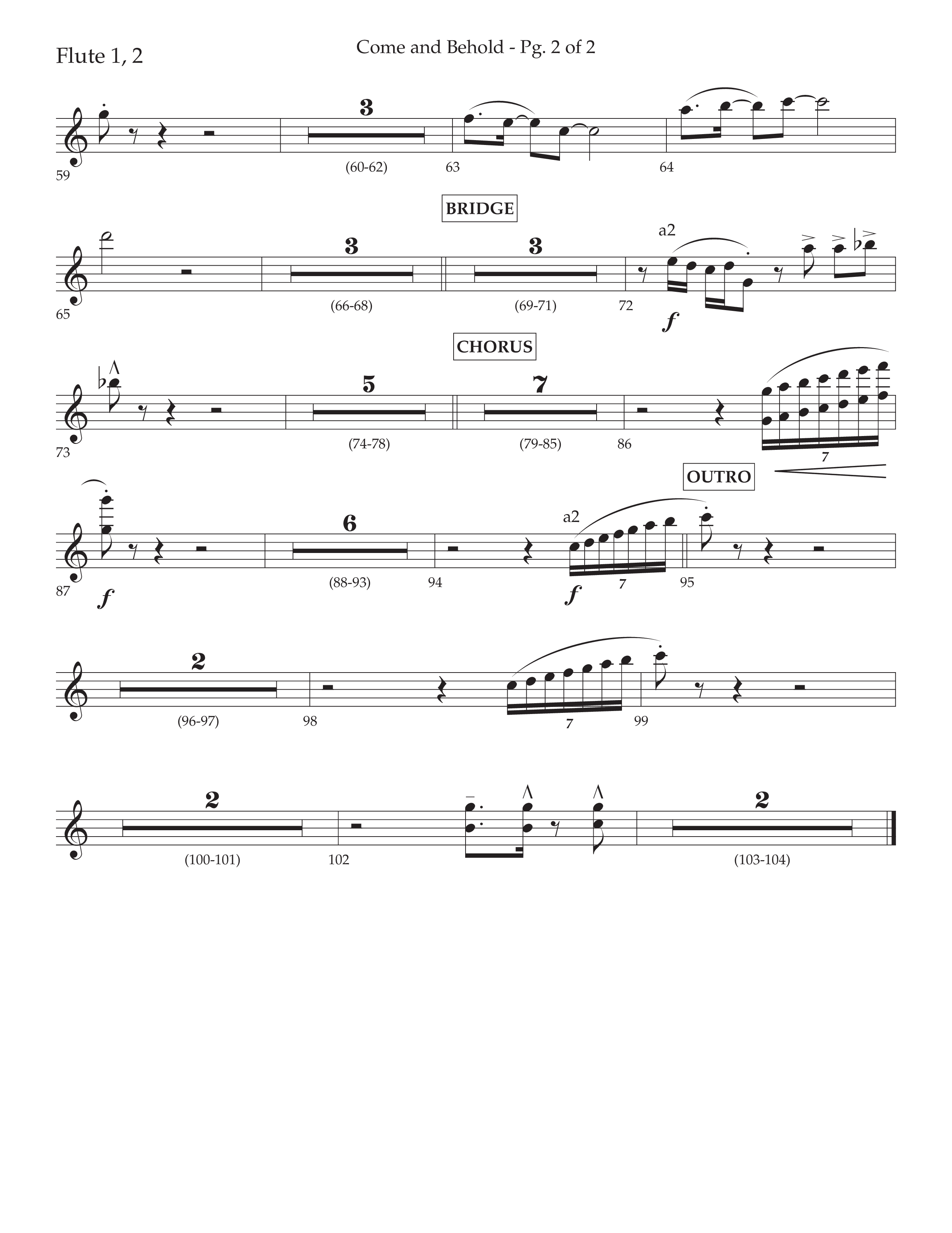 Come And Behold (Choral Anthem SATB) Flute 1/2 (Lifeway Choral / Arr. John Bolin / Arr. Don Koch)