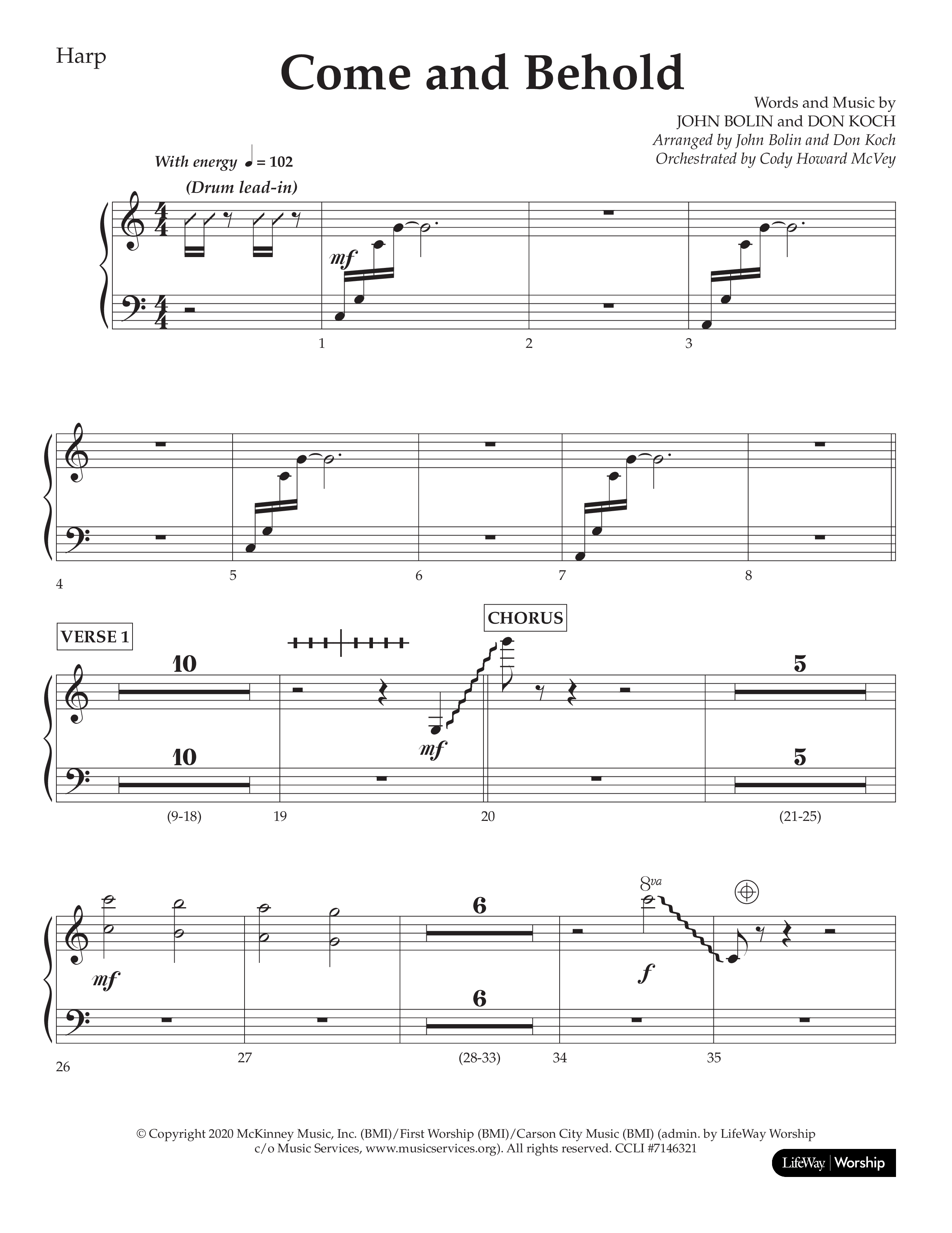 Come And Behold (Choral Anthem SATB) Harp (Lifeway Choral / Arr. John Bolin / Arr. Don Koch)