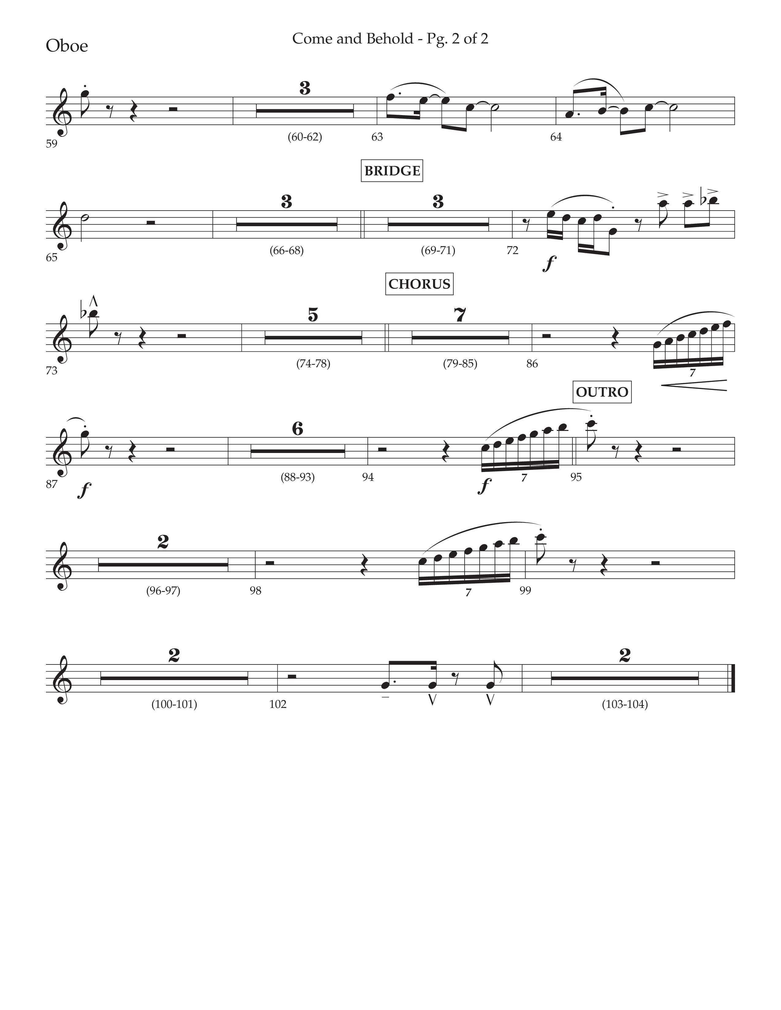 Come And Behold (Choral Anthem SATB) Oboe (Lifeway Choral / Arr. John Bolin / Arr. Don Koch)