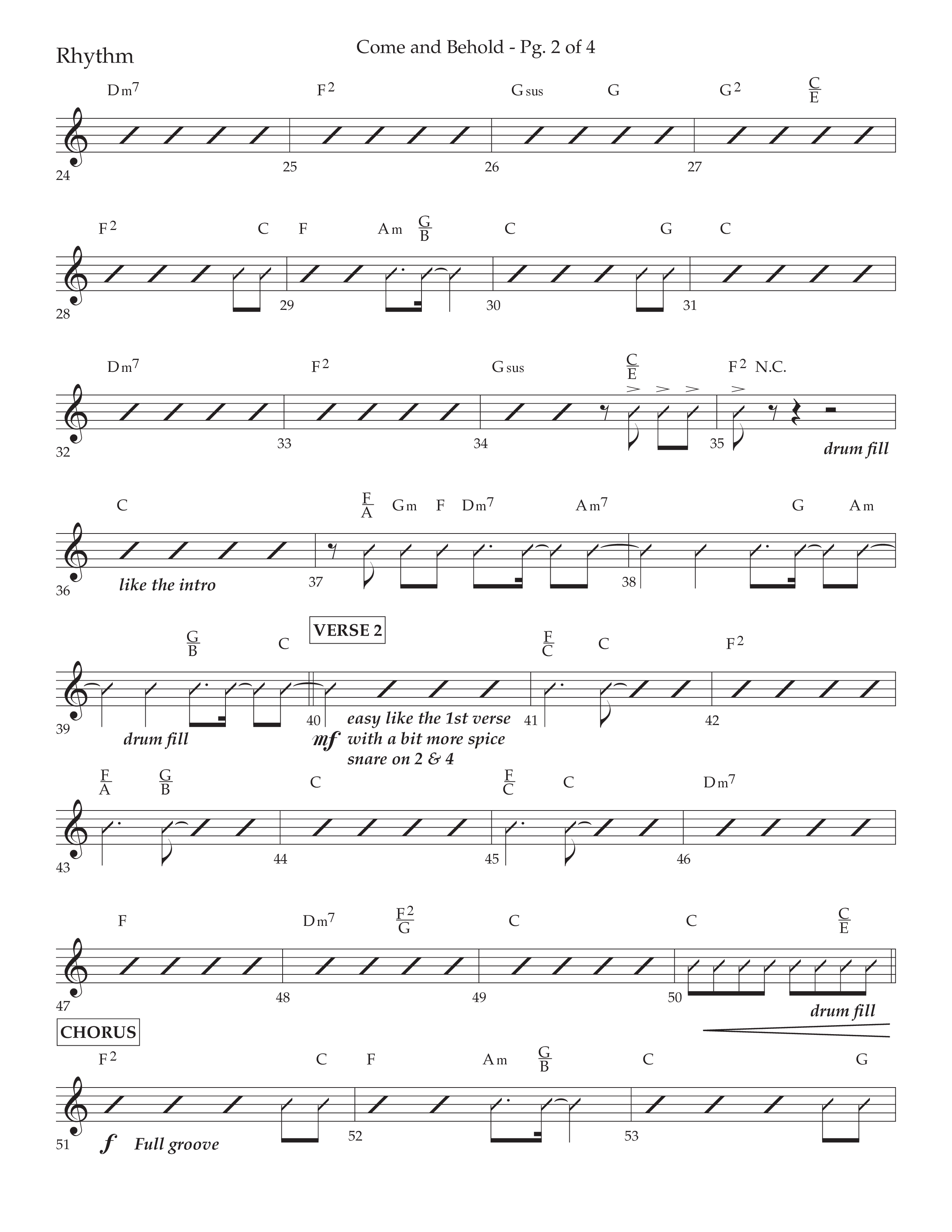 Come And Behold (Choral Anthem SATB) Rhythm Chart (Lifeway Choral / Arr. John Bolin / Arr. Don Koch)