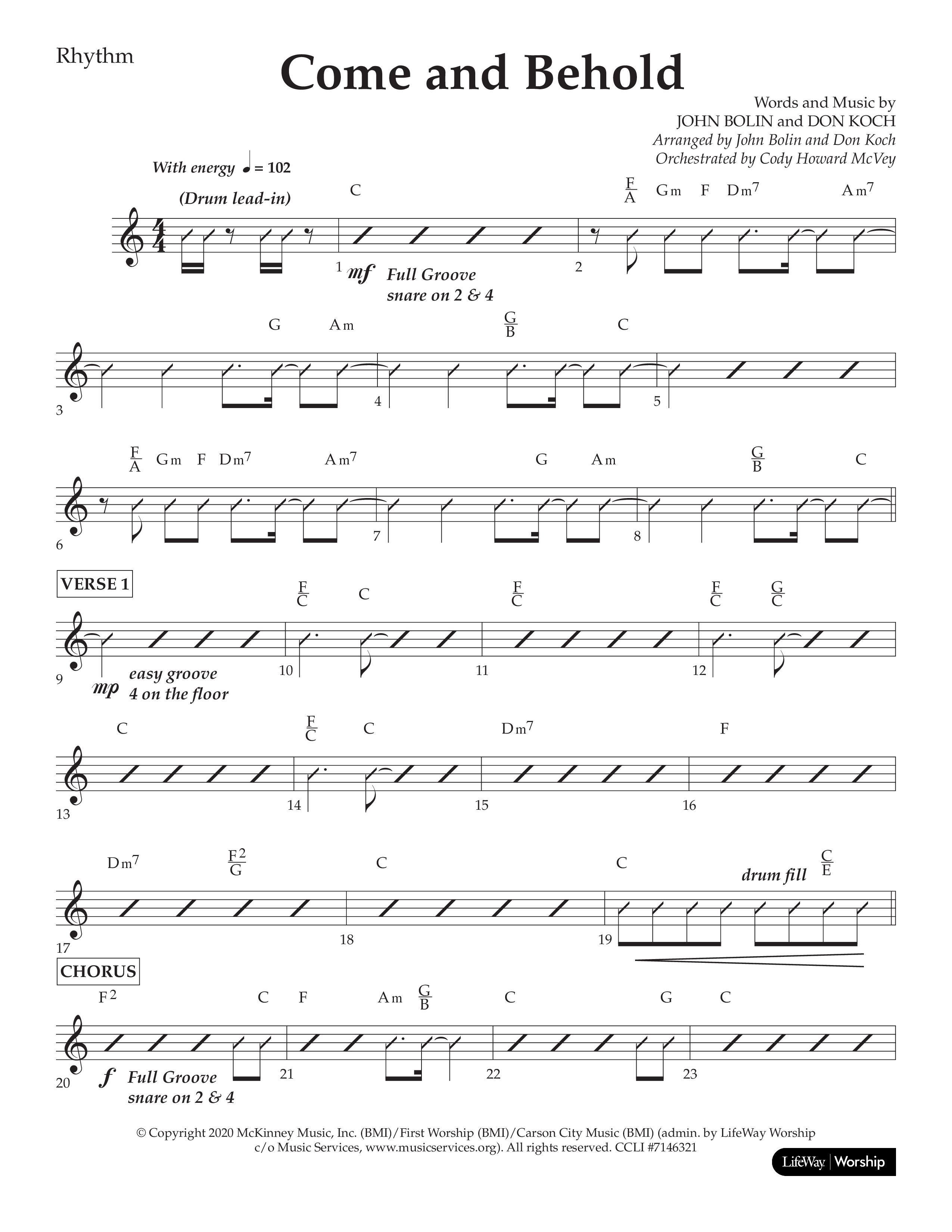 Come And Behold (Choral Anthem SATB) Lead Melody & Rhythm (Lifeway Choral / Arr. John Bolin / Arr. Don Koch)