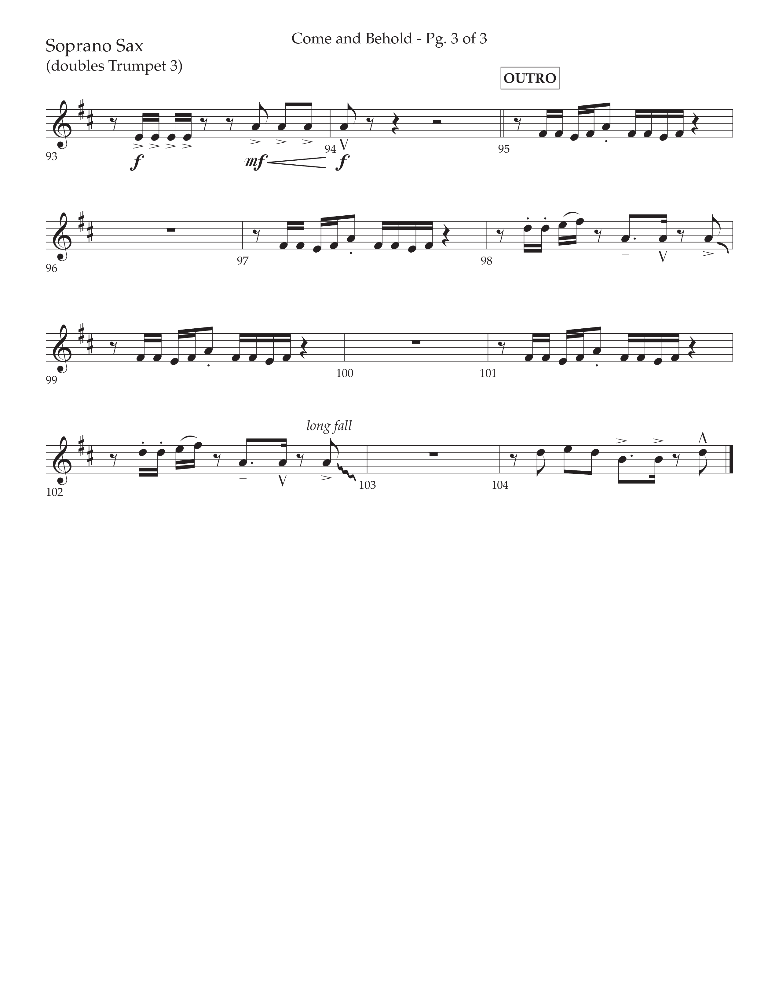 Come And Behold (Choral Anthem SATB) Soprano Sax (Lifeway Choral / Arr. John Bolin / Arr. Don Koch)