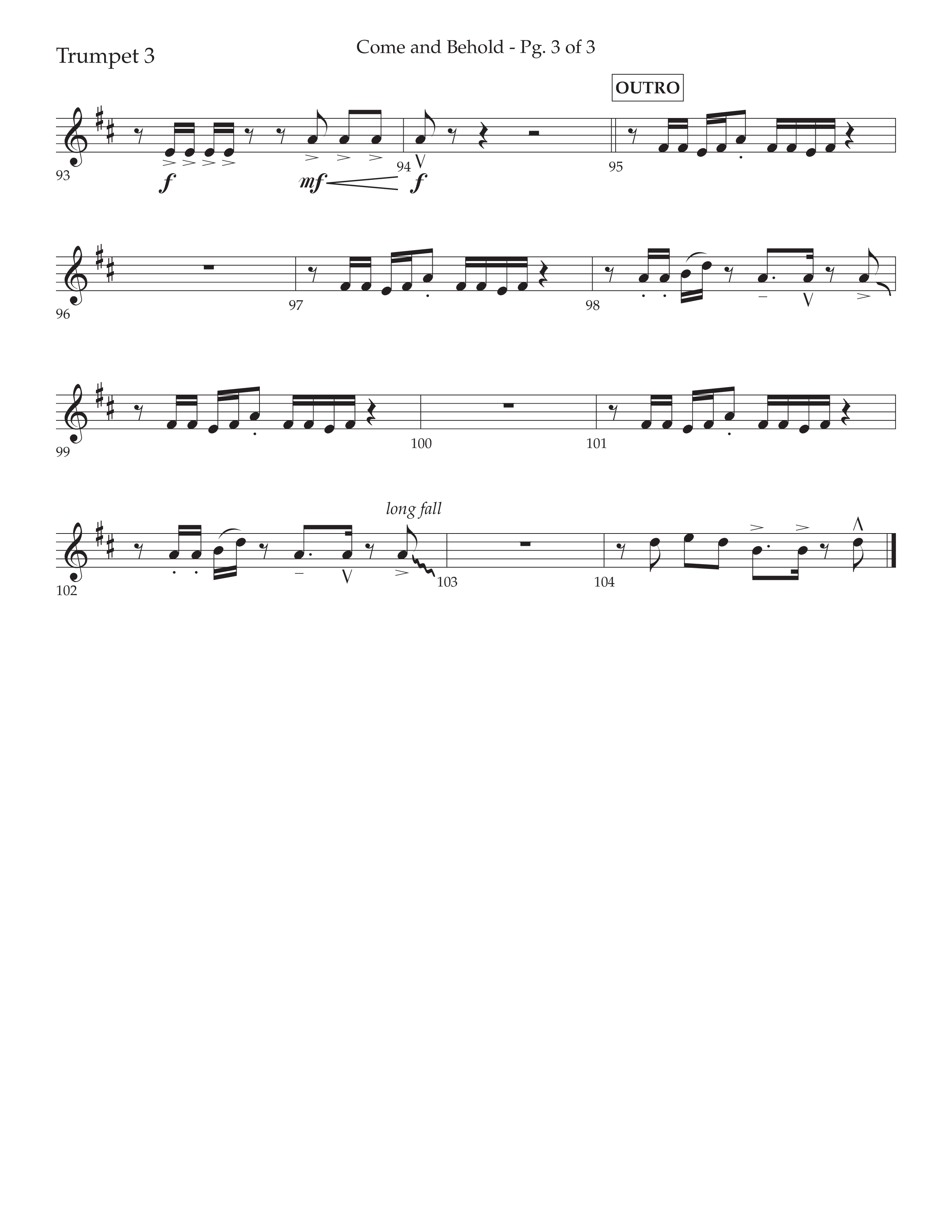 Come And Behold (Choral Anthem SATB) Trumpet 3 (Lifeway Choral / Arr. John Bolin / Arr. Don Koch)